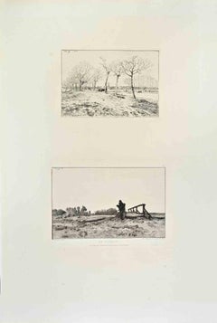 En Picardie - Etching by Joseph François Villevieille - 1870s