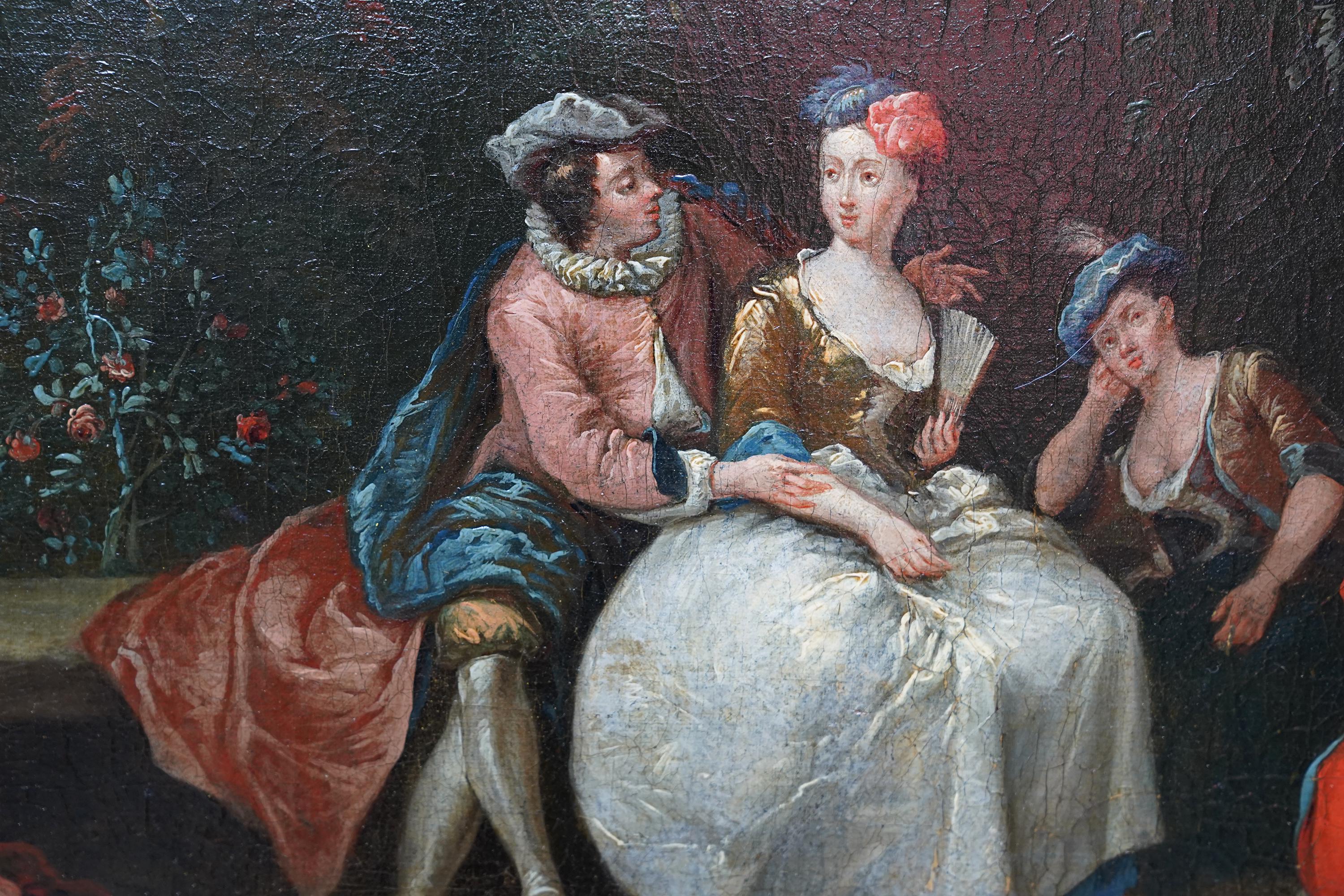Fete Champetre - Garden Party - French 18thC figurative landscape oil painting For Sale 5