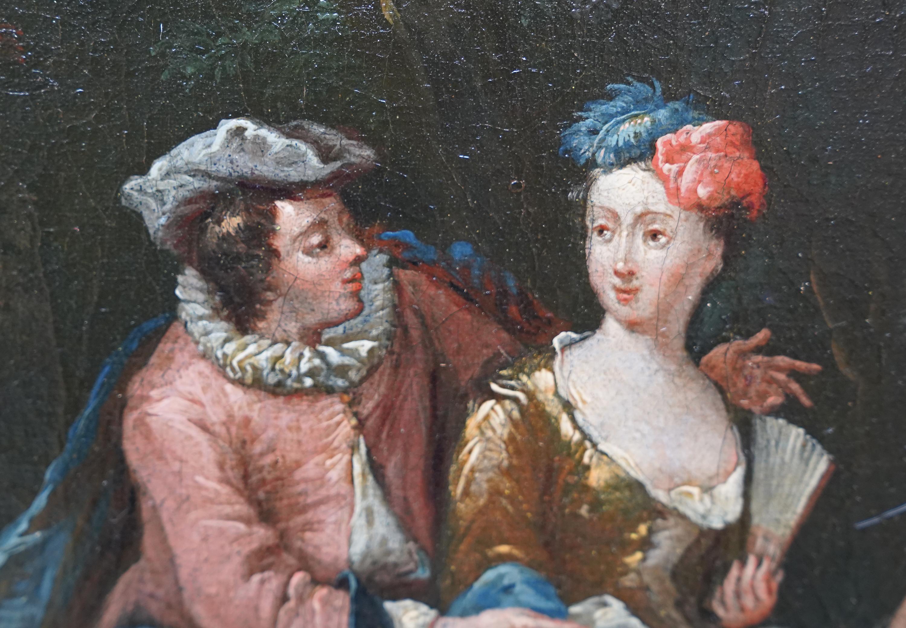 Fete Champetre - Garden Party - French 18thC figurative landscape oil painting For Sale 10