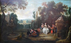 Fete Champetre - Garden Party - French 18thC figurative landscape oil painting