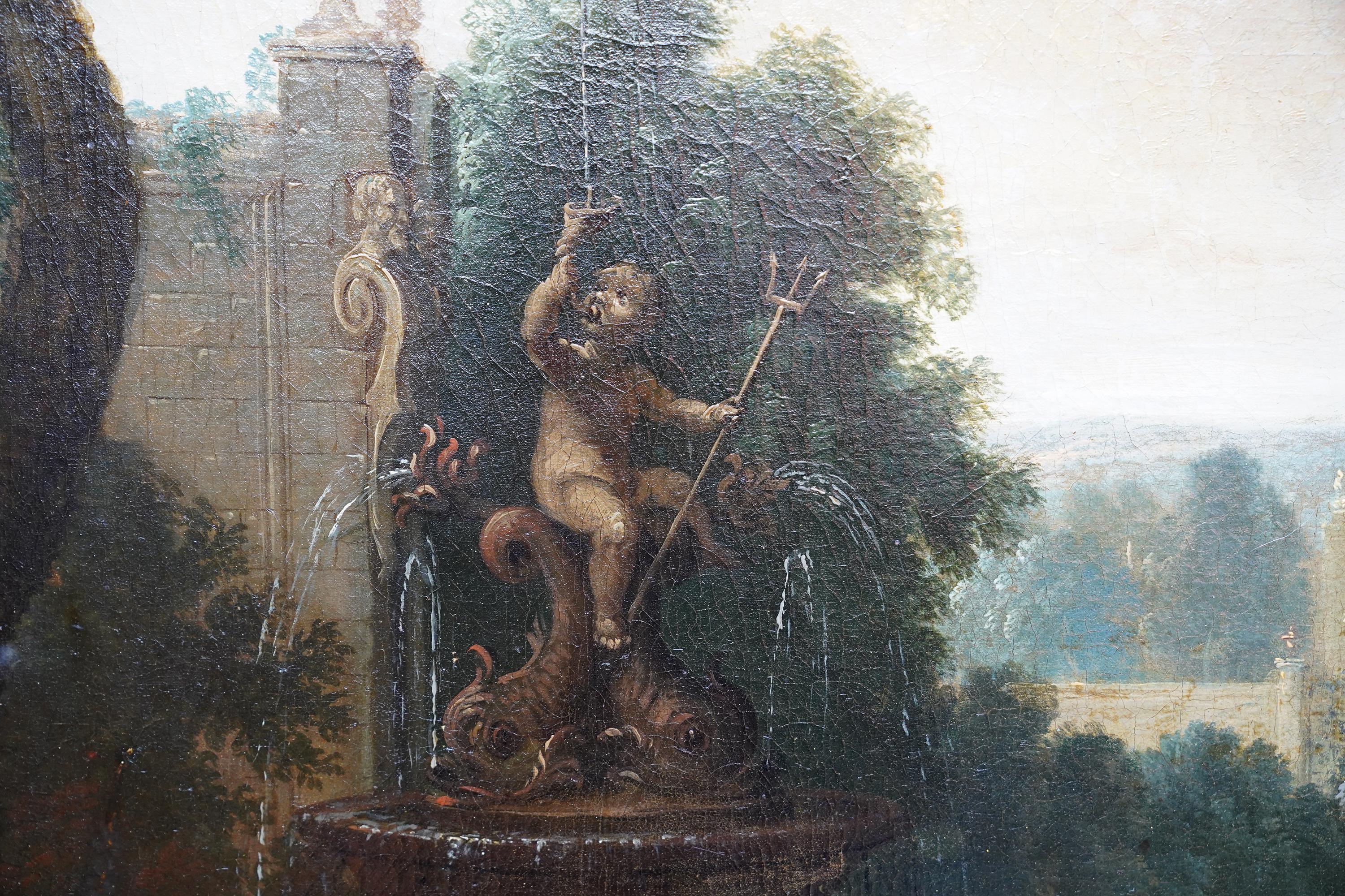 Fete Champetre - Garden Party - French 18thC figurative landscape oil painting For Sale 2