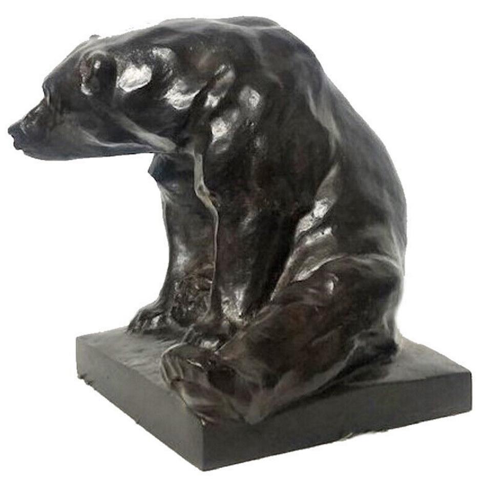 German Art Deco
Joseph Franz Pallenberg
Bear
Patinated Bronze
ca. 1920’s
 
Signed “Jos. Pallenberg”.

Black patina, original black marble base.
 
Dimensions:      
Height: 8 inches (20cm)       
Width: 7.5 inches (18.75cm)       
Depth: 8.5 inches
