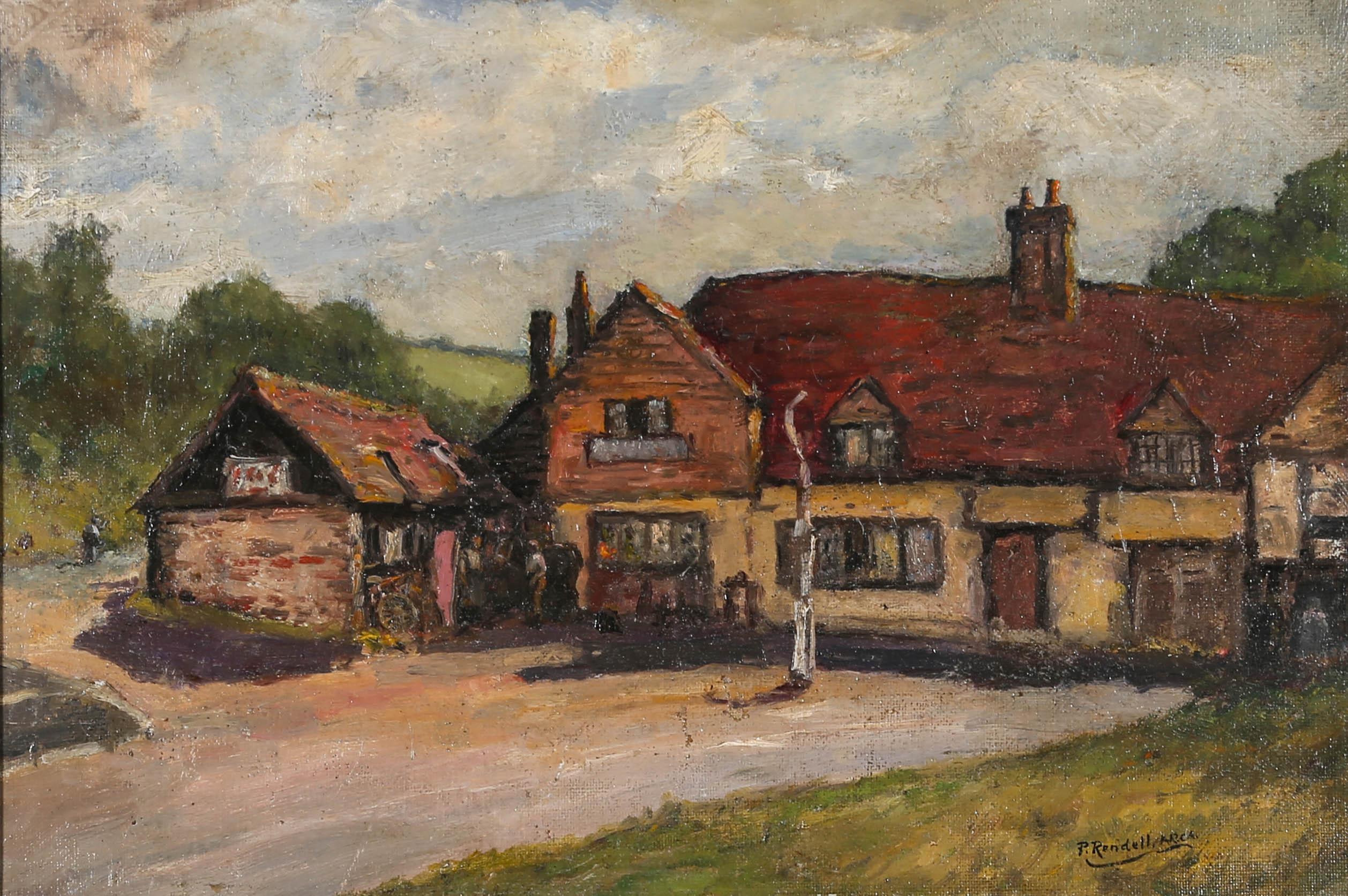 Joseph Frederick Percy Rendell (1872-1955) – Ölgemälde, Ein Coach House, Mitte des 20. Jahrhunderts im Angebot 1