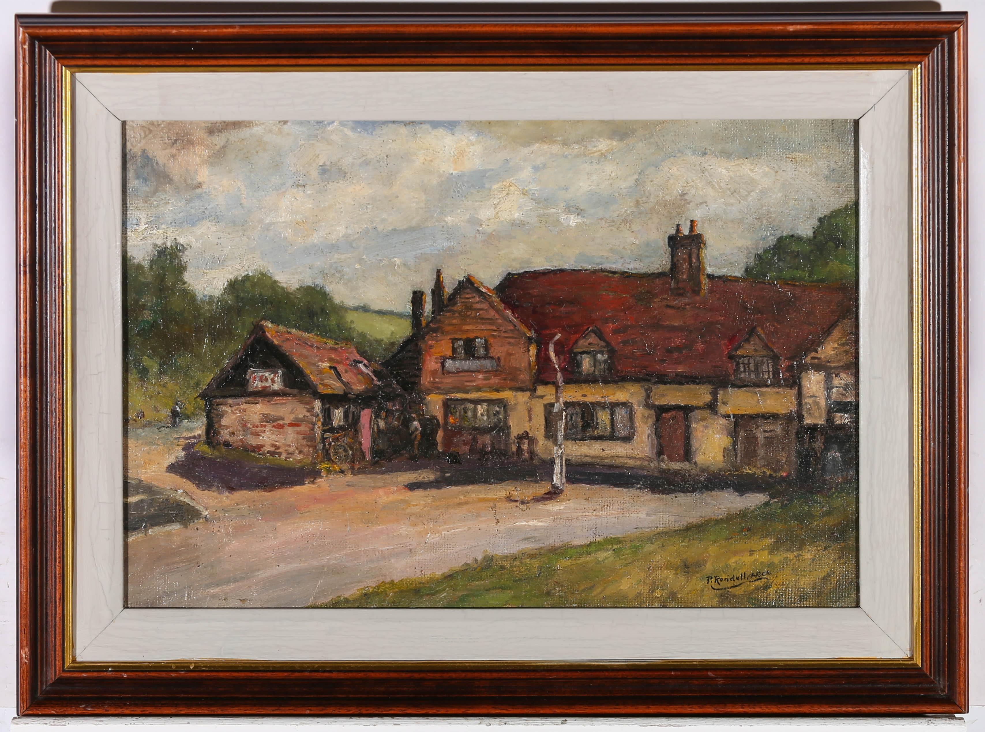 Well presented in a dark wood frame with gilt detail. Signed. On canvas board.
