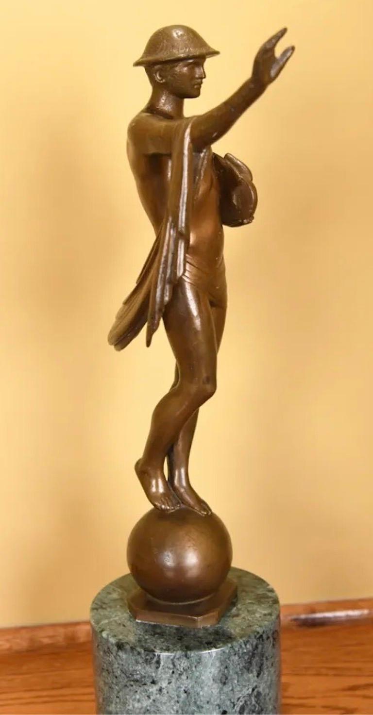 Mercury Bronze New York City Hermes American Art Deco WPA Jazz Age Modernism - Gold Nude Sculpture by Joseph Freelander