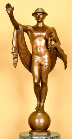 Mercury Bronze New York City Hermes Amerikanisches Art Deco WPA Jazz Age Modernismus