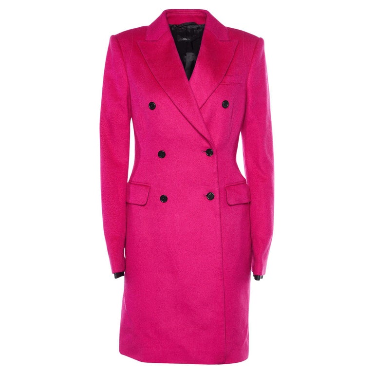 Joseph Fuchsia Pink Wool and Cashmere Double Breasted Panda Coat M For