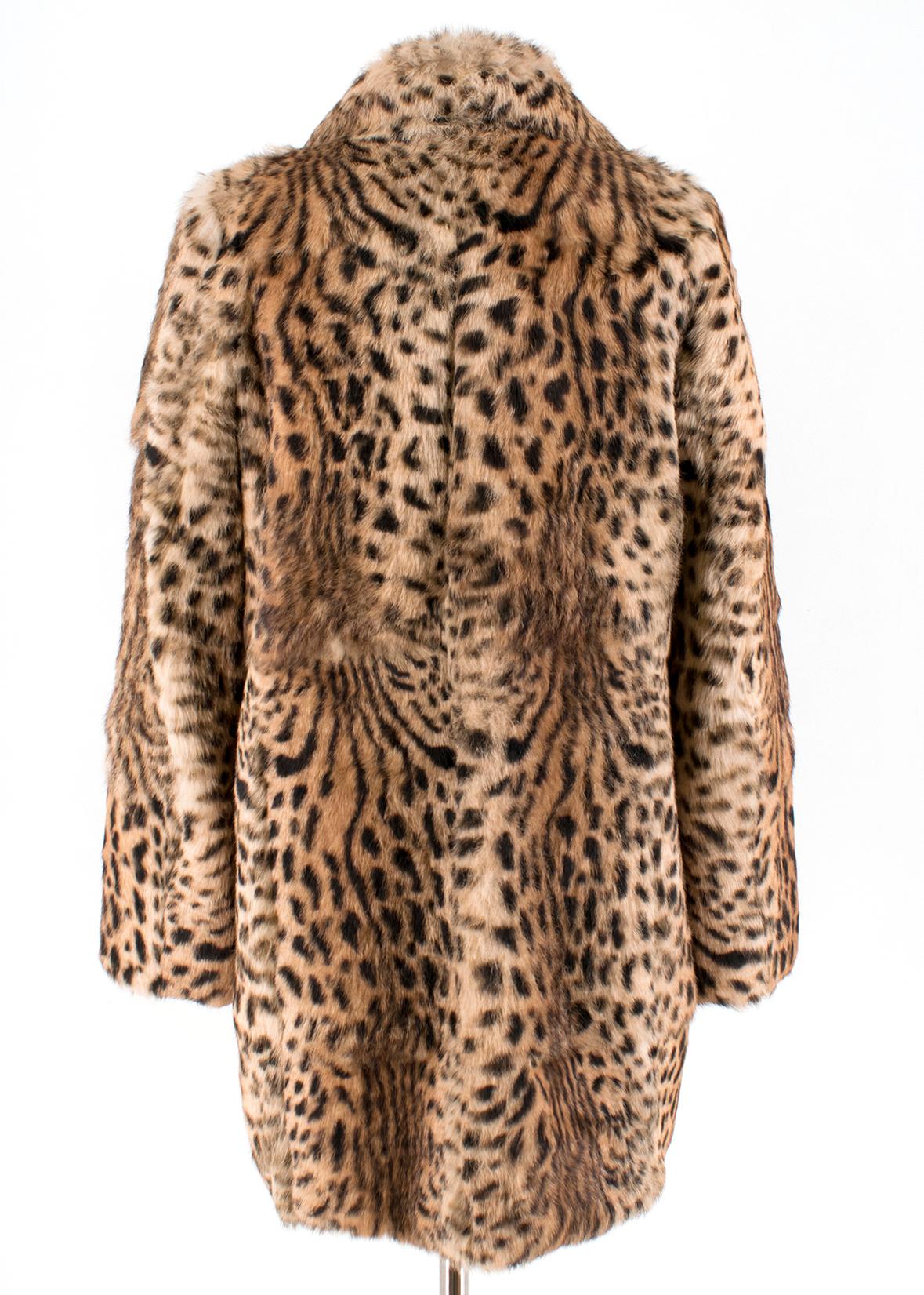 Brown Joseph Fur Leopard-print Coat FR 38