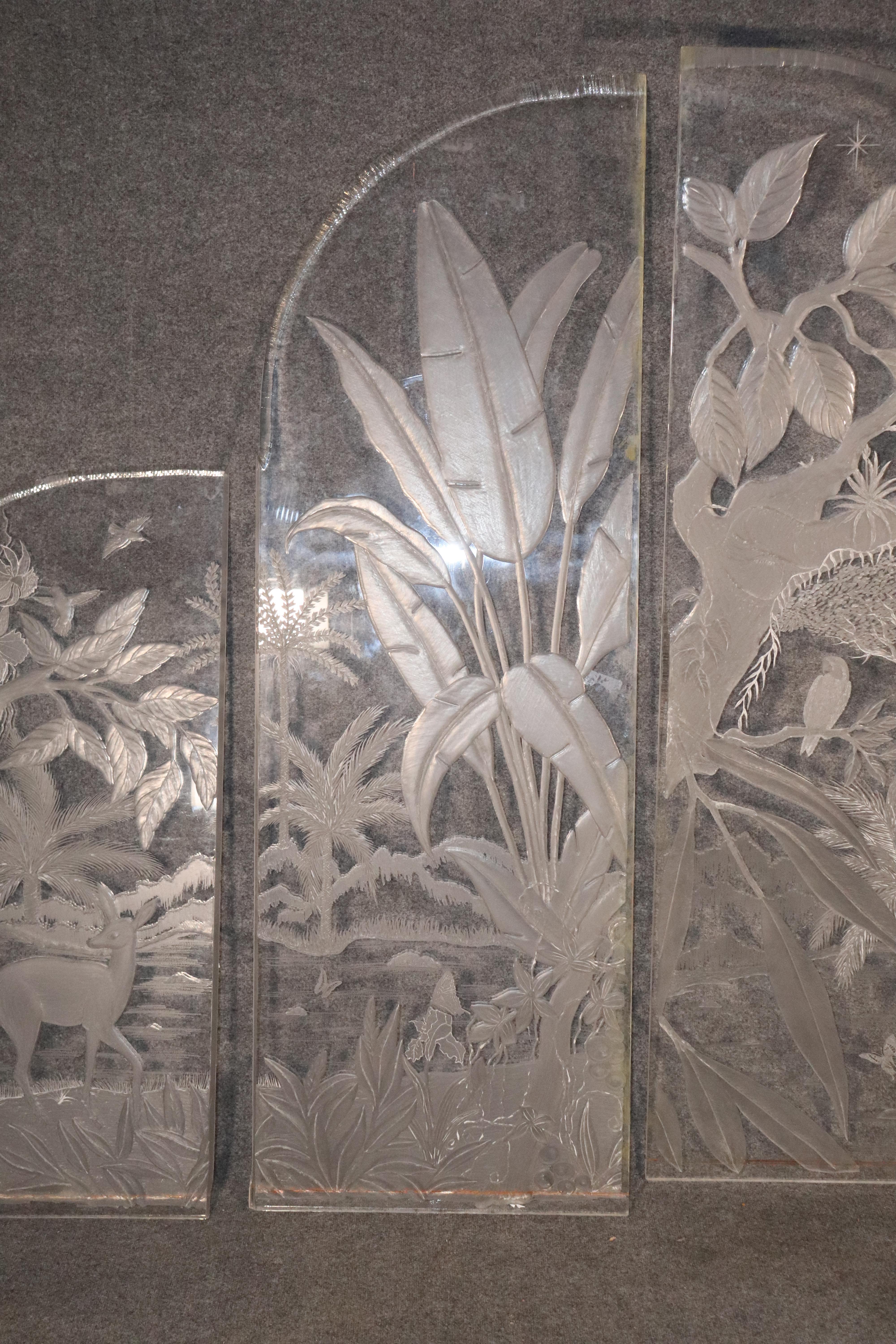 Large embossed divider made of thick lucite by artist Joseph Galvan. Great to use as a fireplace screen or room divider.
Please confirm location.