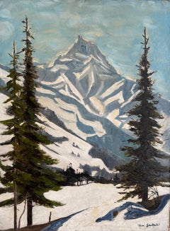 Vintage Snowy mountain, Switzerland