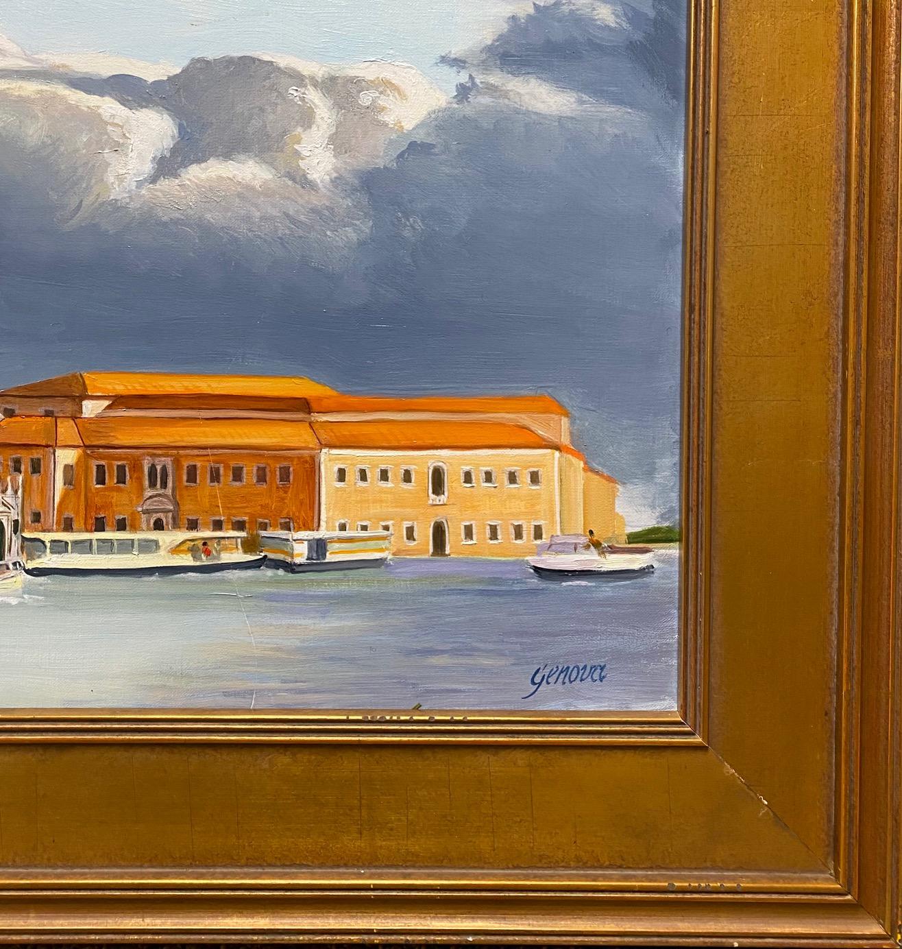 The Island of San Giorgio, Venice, original 20x30 realistic Italian landscape - Realist Painting by Joseph Genova
