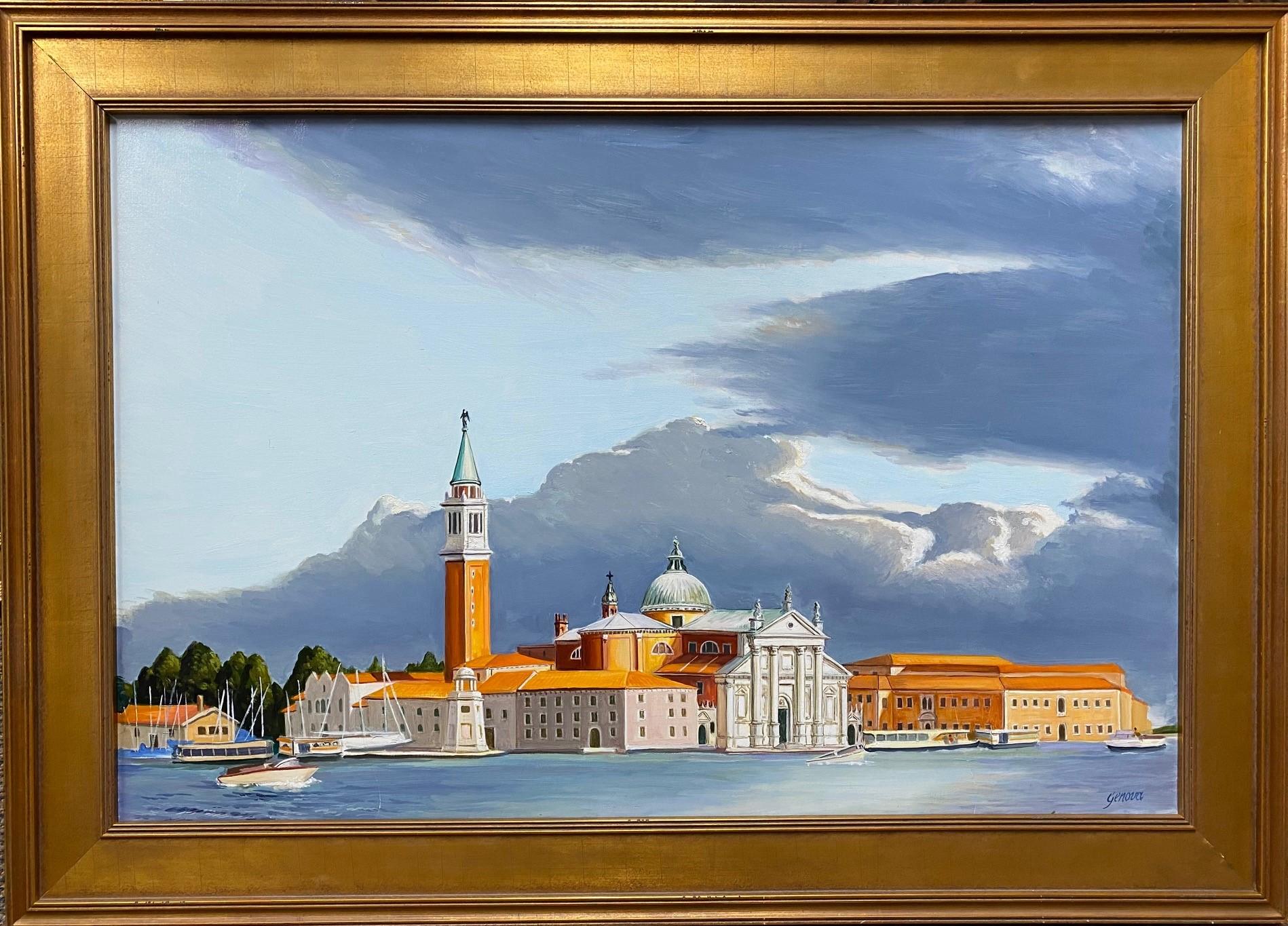 Joseph Genova Landscape Painting - The Island of San Giorgio, Venice, original 20x30 realistic Italian landscape