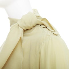 JOSEPH Geoff pea green silk toile tie neck buttons long sleeve blouse FR36 S