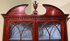 Joseph Gerte Boston MA Custom Mahogany & Burled Walnut Corner Cabinet