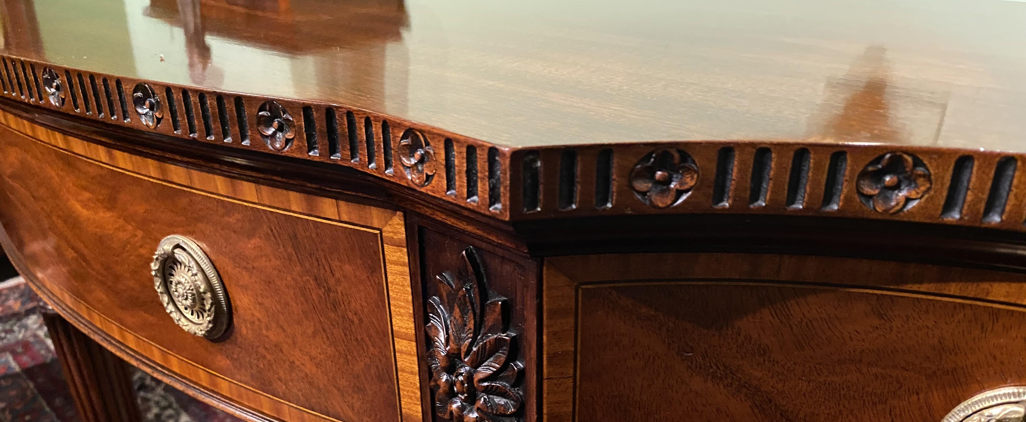 Joseph Gerte Boston MA Custom Mahogany Console Table with Silver Drawer For Sale 3
