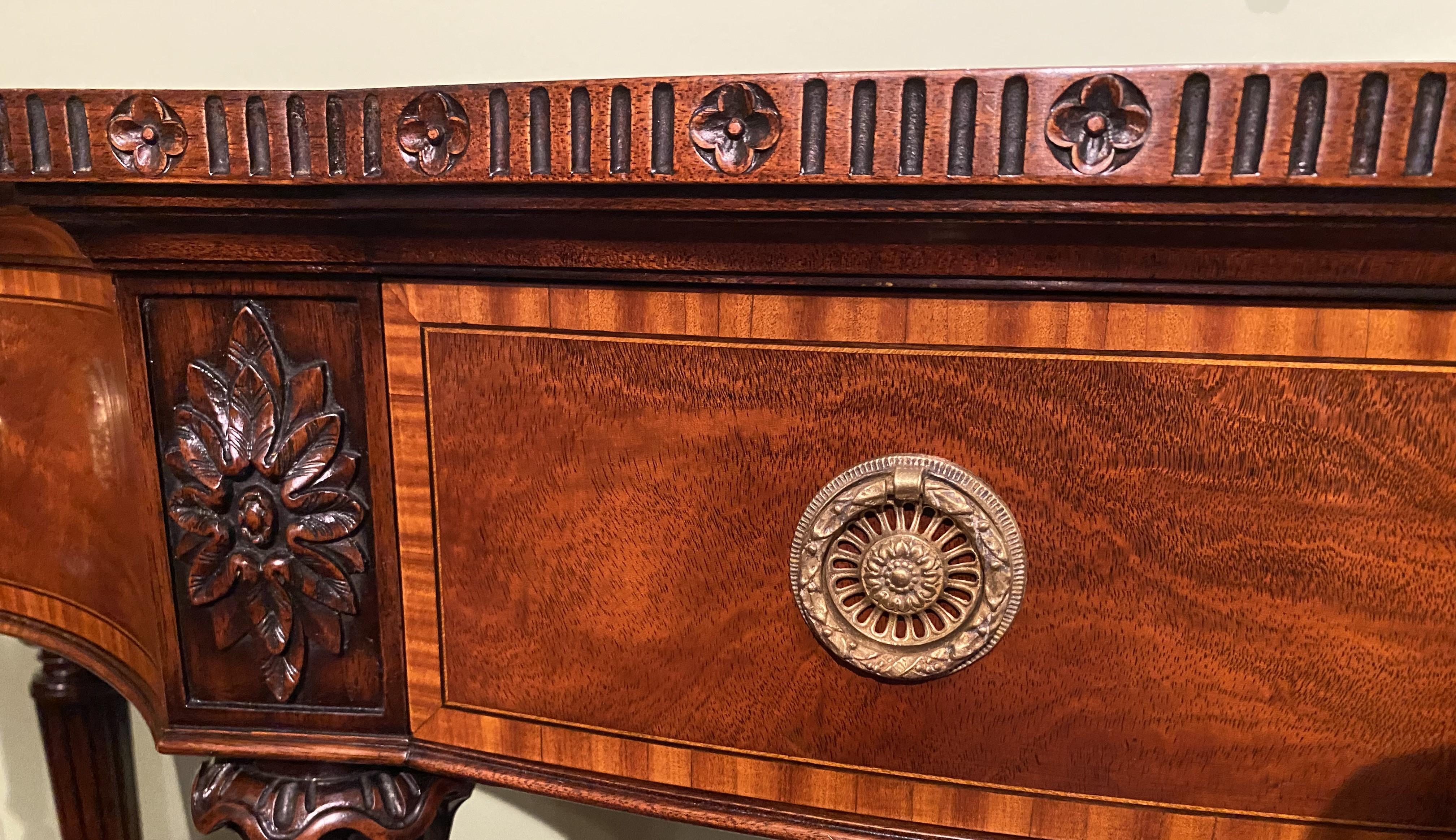 Joseph Gerte Boston MA Custom Mahogany Console Table with Silver Drawer For Sale 4