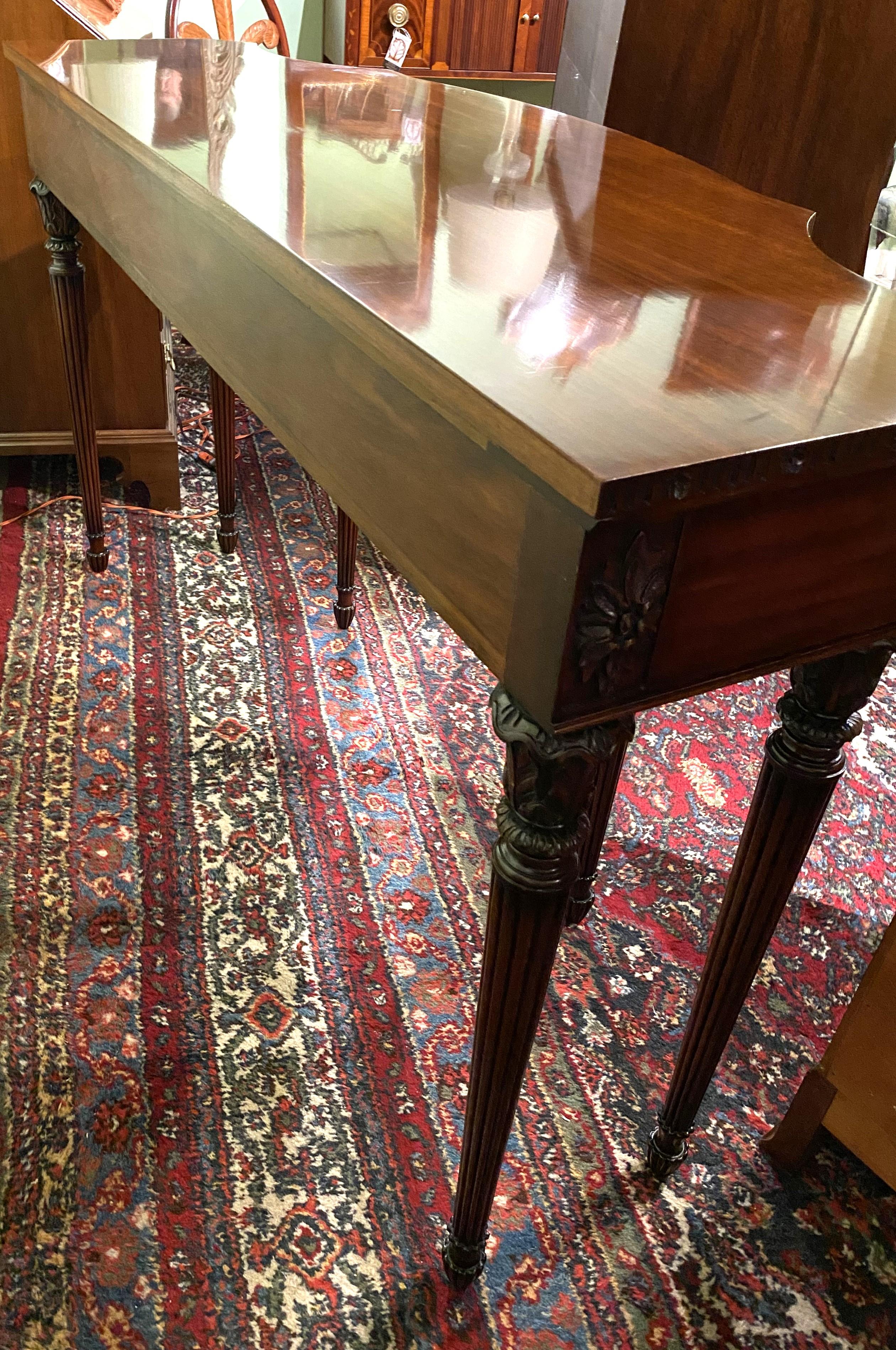 Joseph Gerte Boston MA Custom Mahogany Console Table with Silver Drawer For Sale 7
