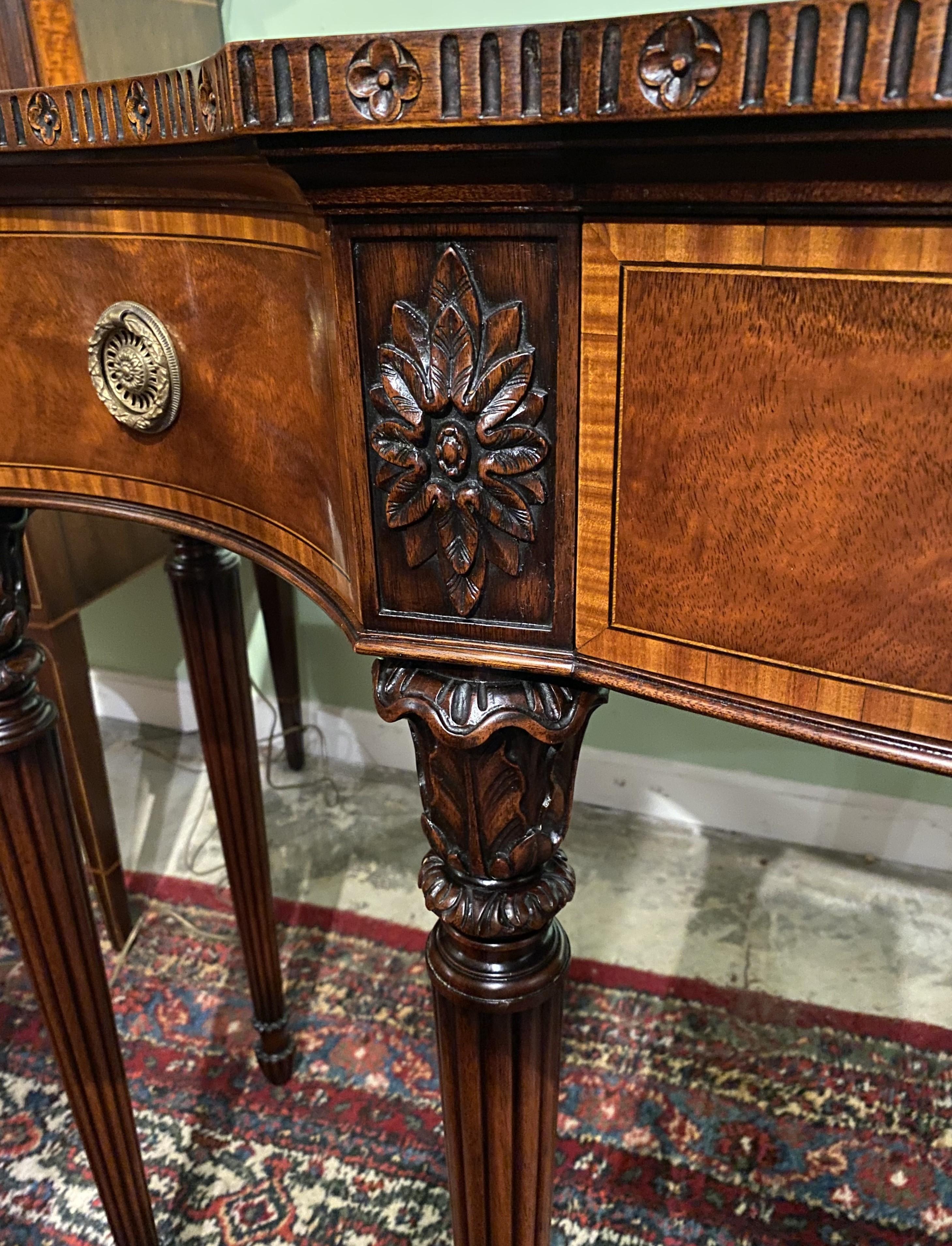 Joseph Gerte Boston MA Custom Mahogany Console Table with Silver Drawer For Sale 1