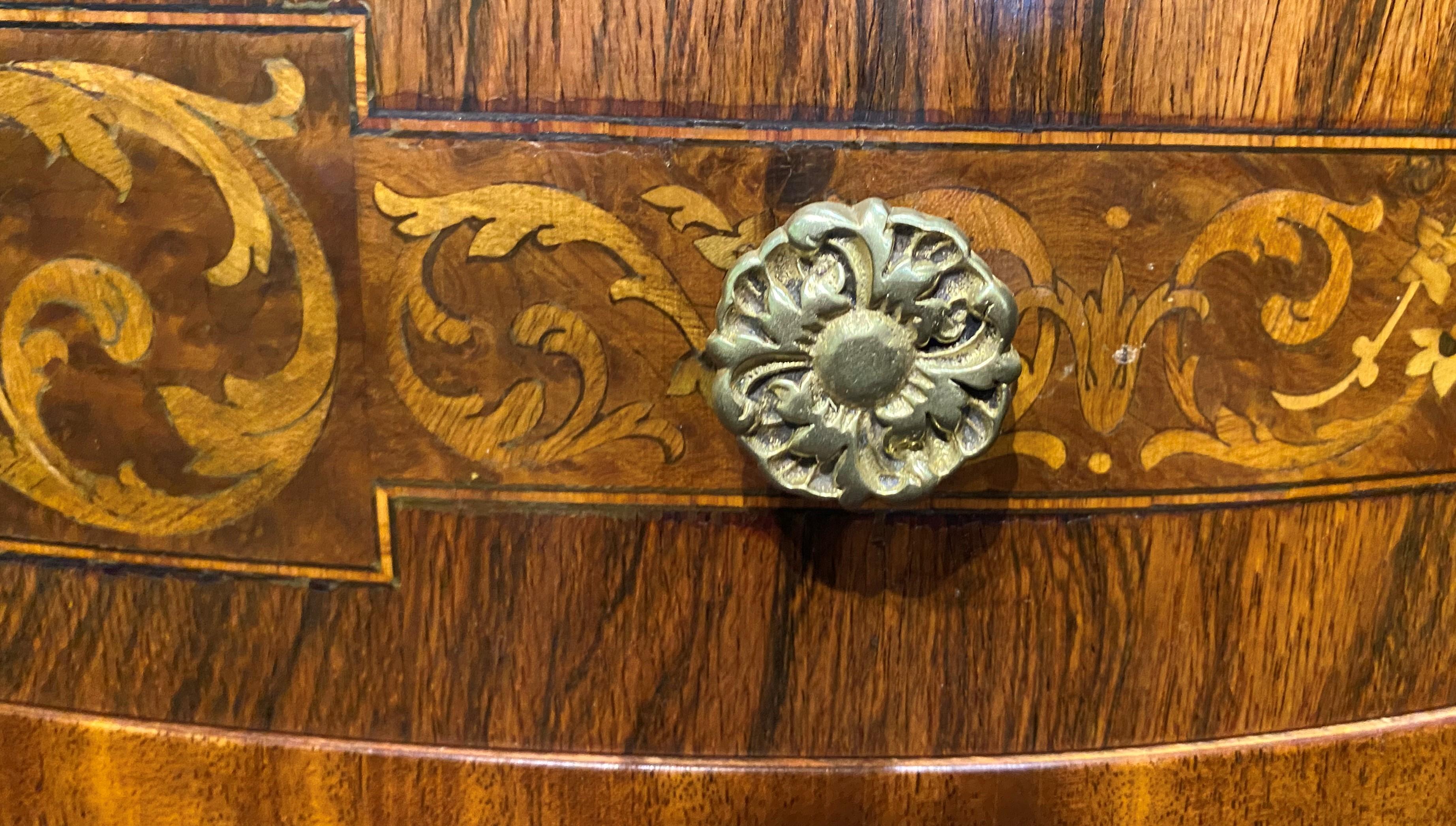 Joseph Gerte Mahogany Inlaid Demi Lune Cabinet with Burl and Rosewood Veneers 3