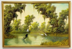 Joseph Gibbs Florida Highwaymen School Wetland Landscape with White Herons