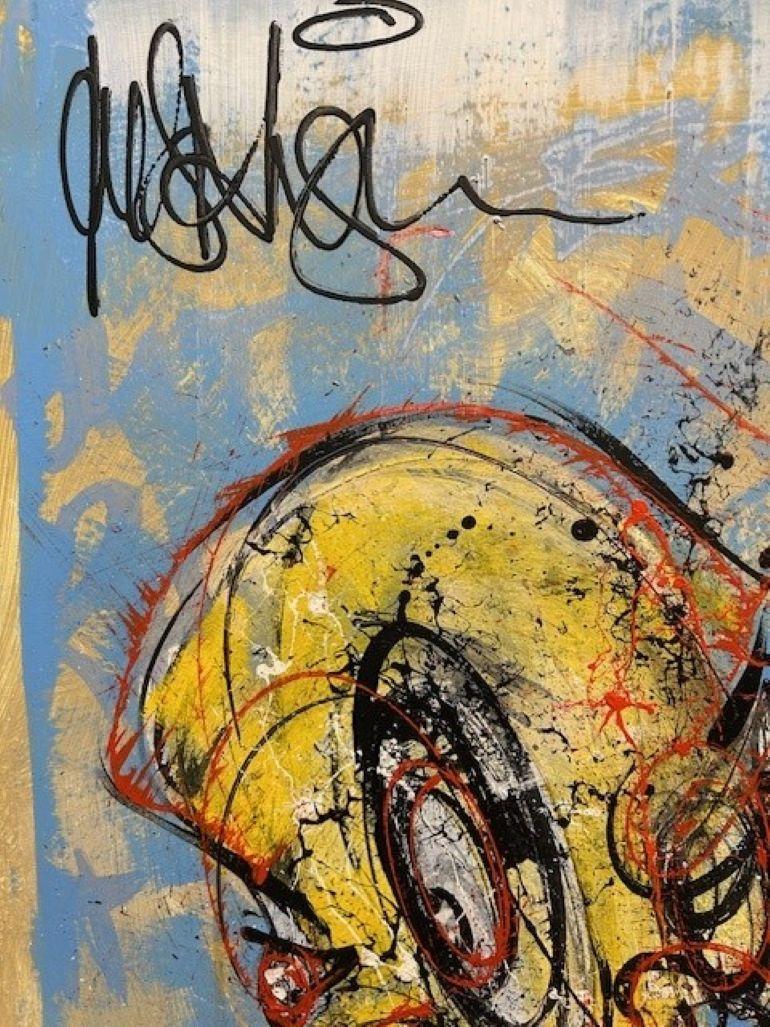 Œuvre d'art originale, acrylique sur toile cartonnée.

Œuvre d'art originale unique avec beaucoup de caractère.

Avec un mélange d'influences de la rue, de l'abstrait et des beaux-arts, la plupart des œuvres de Joe sont créées à l'aide d'un mélange