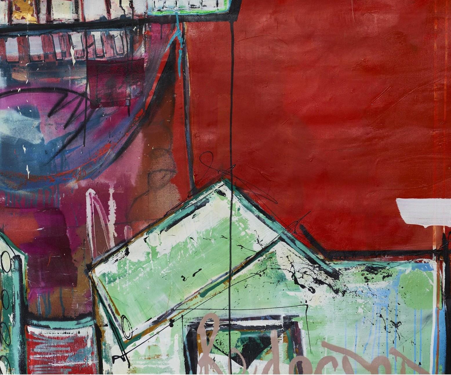 Red Barrington - Painting Astratto di Joseph Gilgun