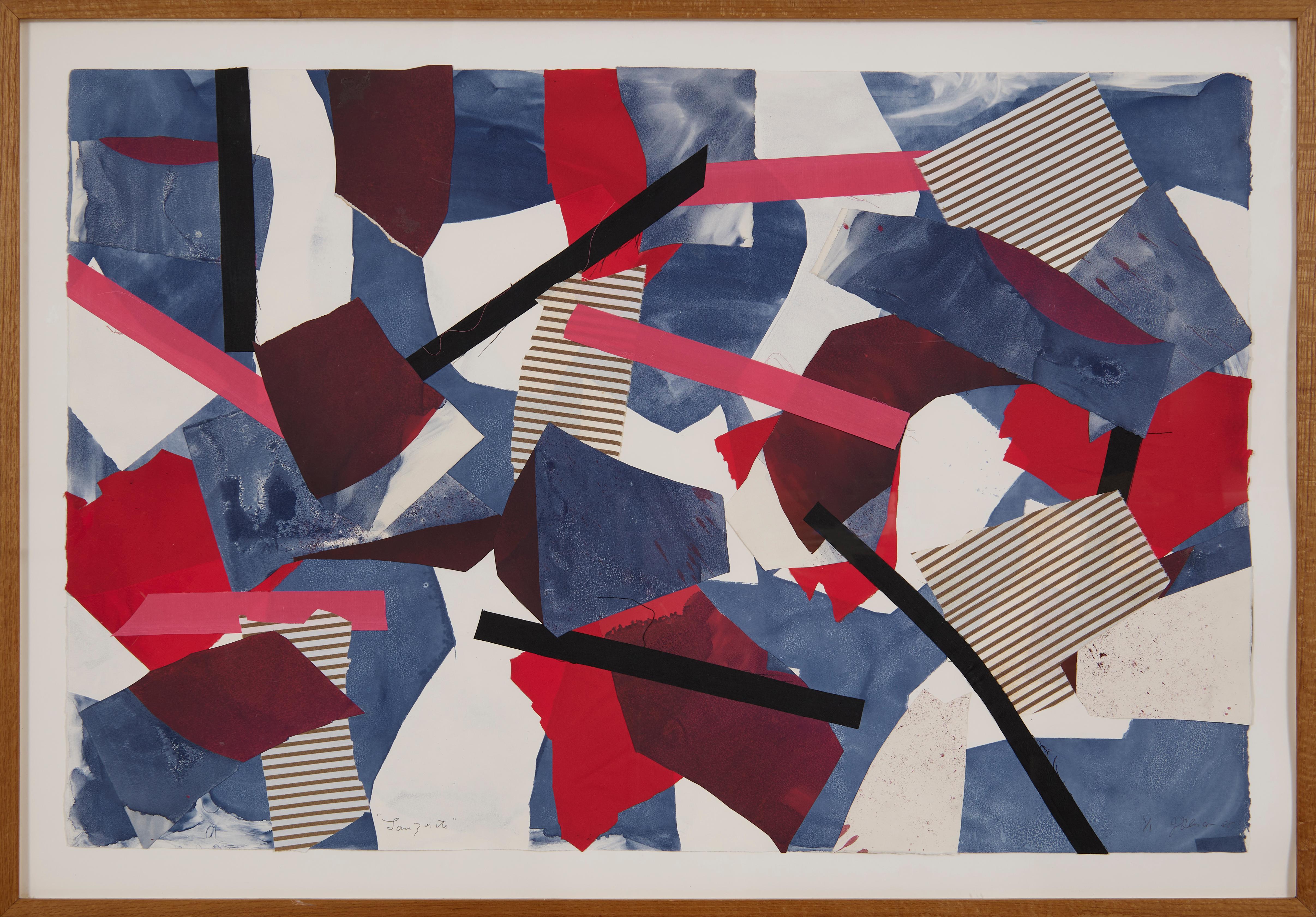 Lanzorate, grand collage abstrait, Artistics New York - Abstrait Mixed Media Art par Joseph Glasco