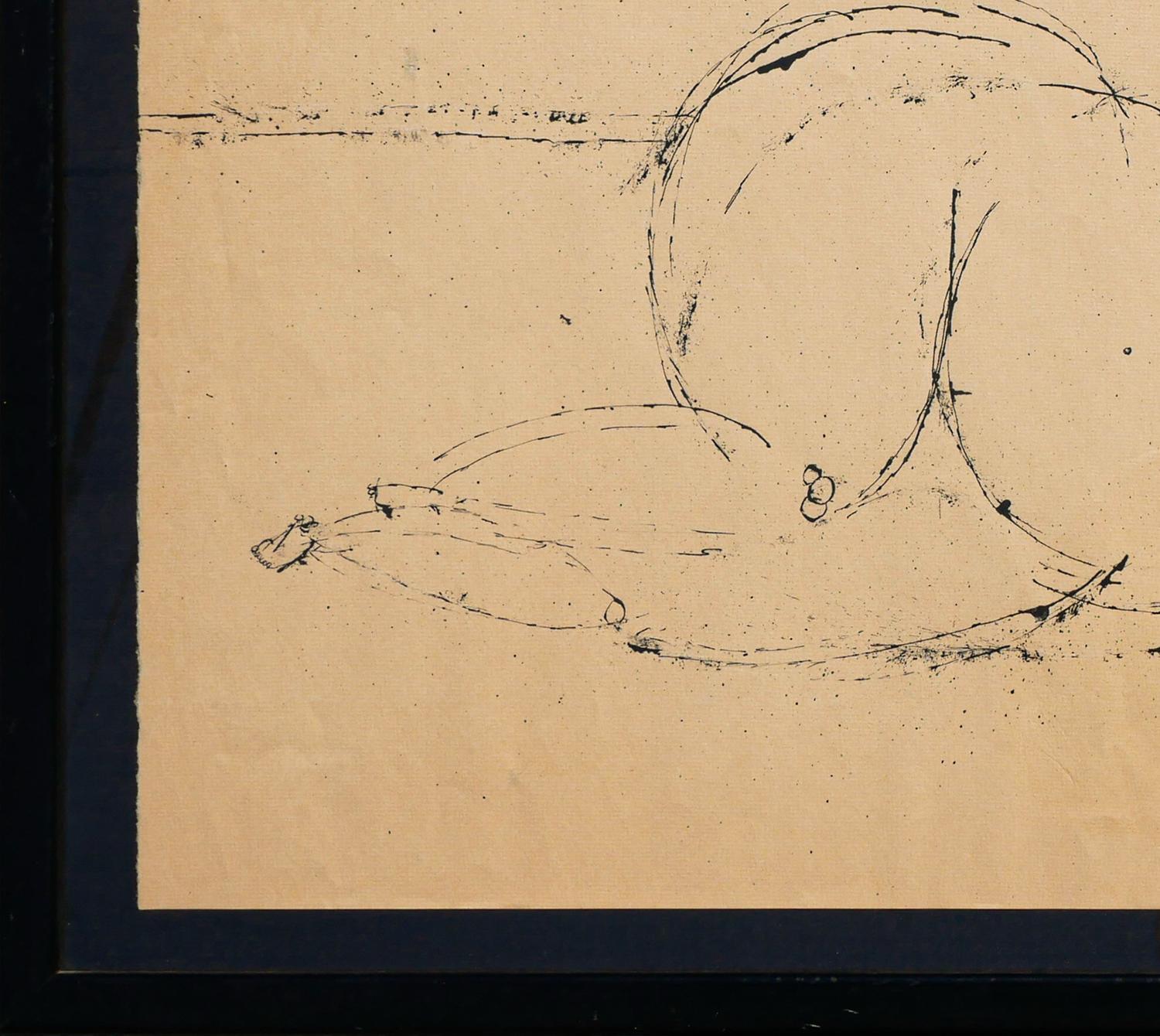 Monochromatic Abstract Figurative Drawing of Reclining Nude Woman For Sale 2