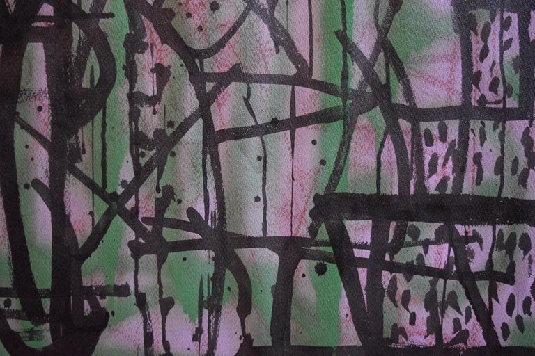 Joseph Glasco Abstract expressionist figure purple and green painting