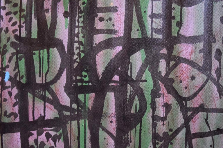 Joseph Glasco Abstract expressionist figure purple and green painting