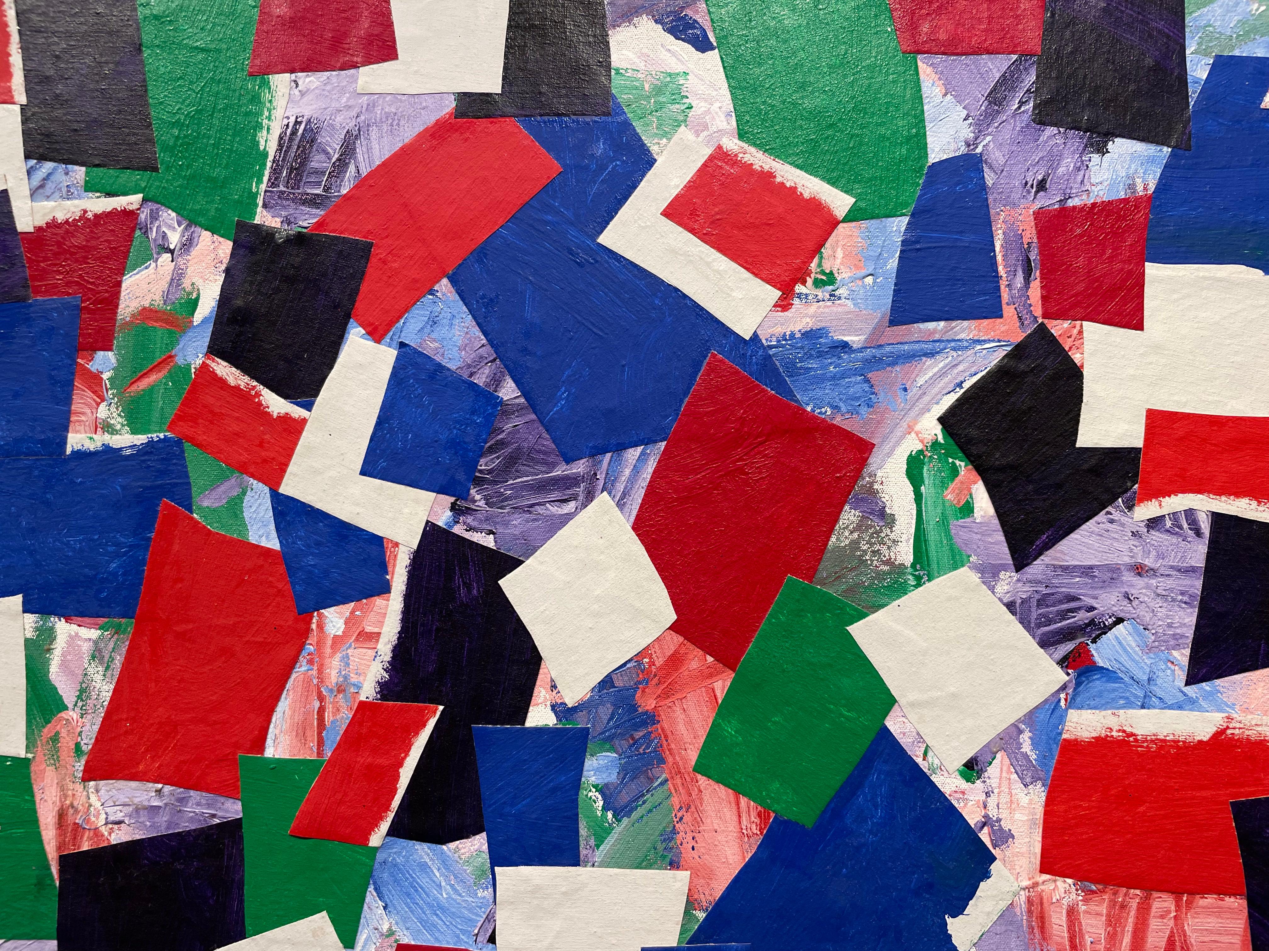 Bunte abstrakte Acryl-Collage des 20. Jahrhunderts, New Yorker Künstler im Angebot 5