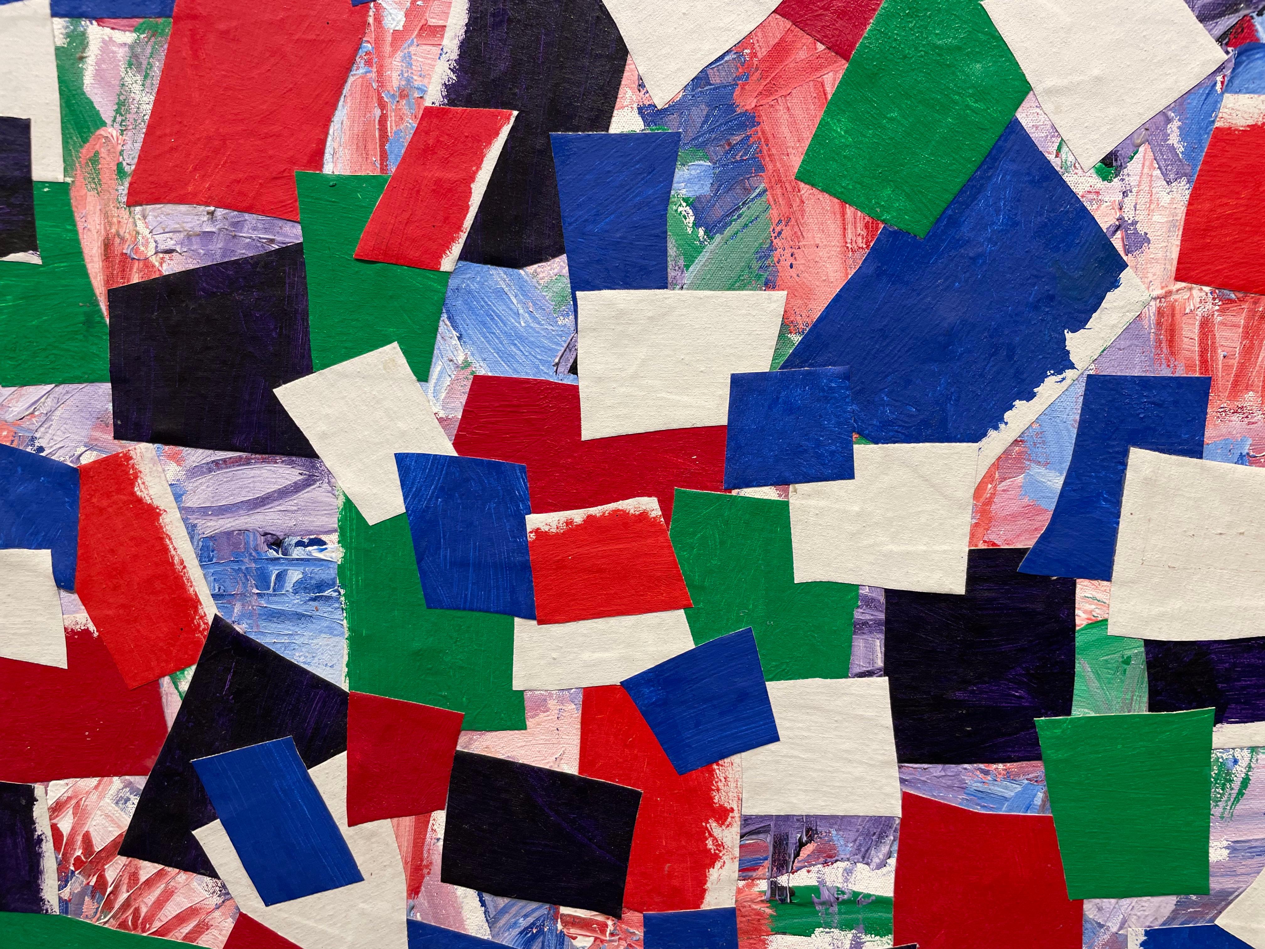 Bunte abstrakte Acryl-Collage des 20. Jahrhunderts, New Yorker Künstler im Angebot 6