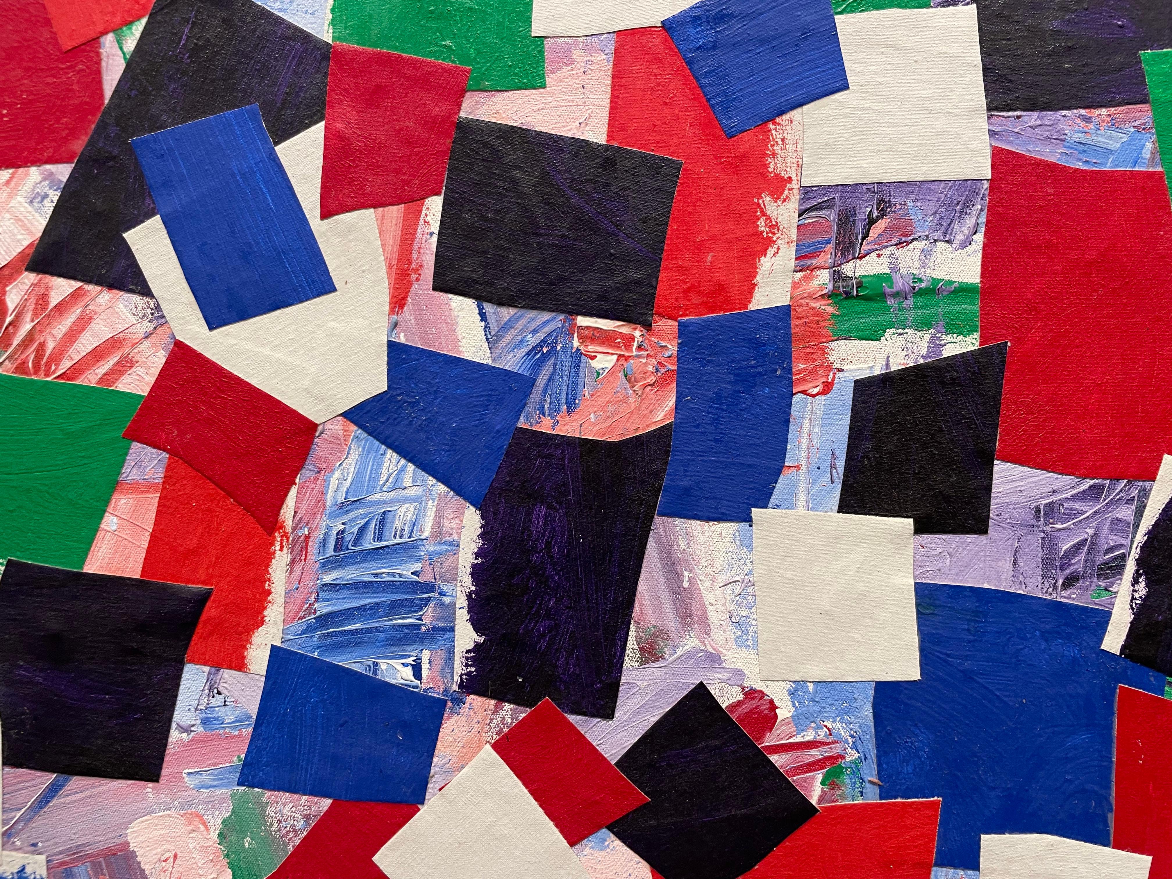 Bunte abstrakte Acryl-Collage des 20. Jahrhunderts, New Yorker Künstler im Angebot 7