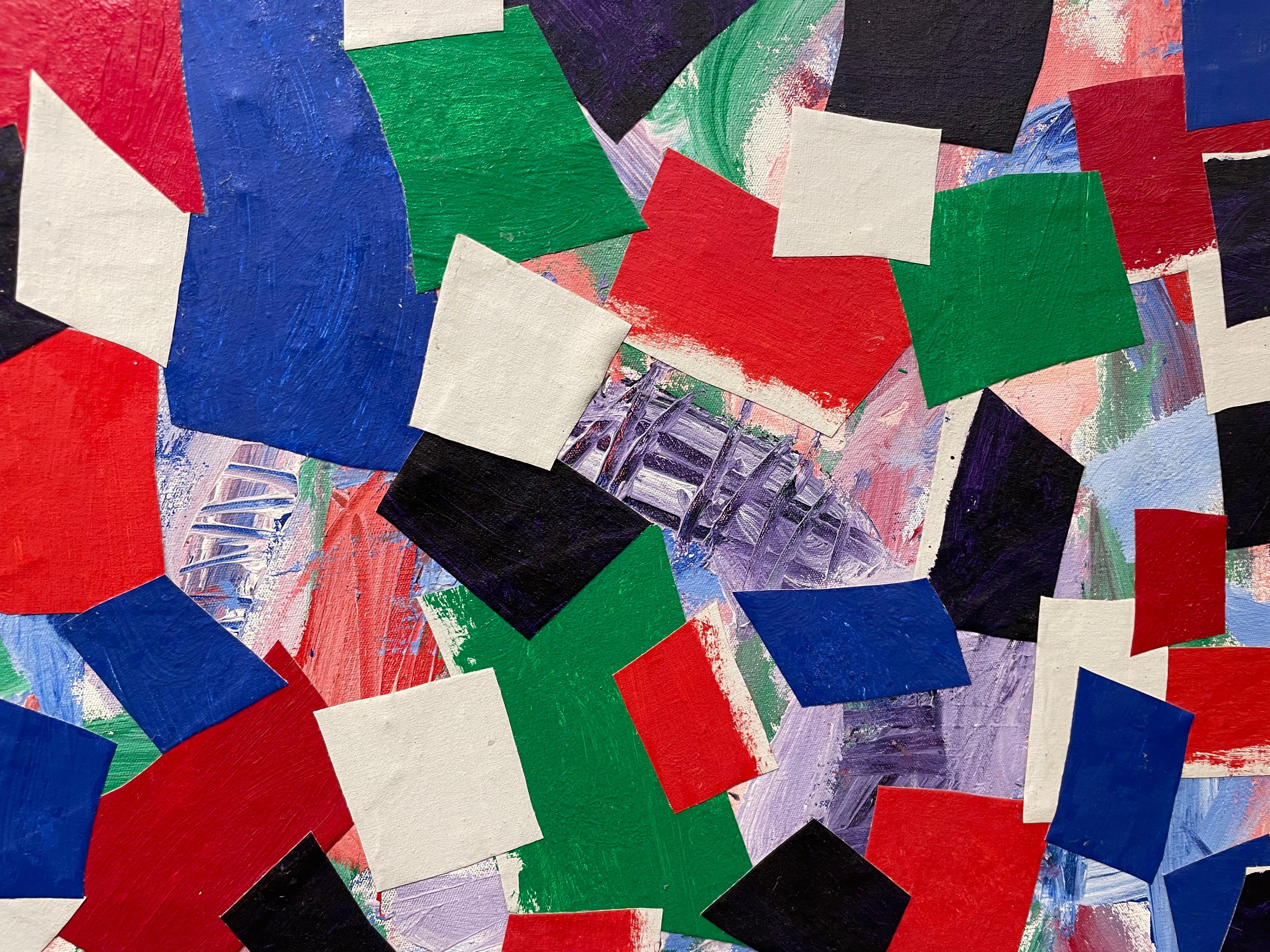 Bunte abstrakte Acryl-Collage des 20. Jahrhunderts, New Yorker Künstler im Angebot 9