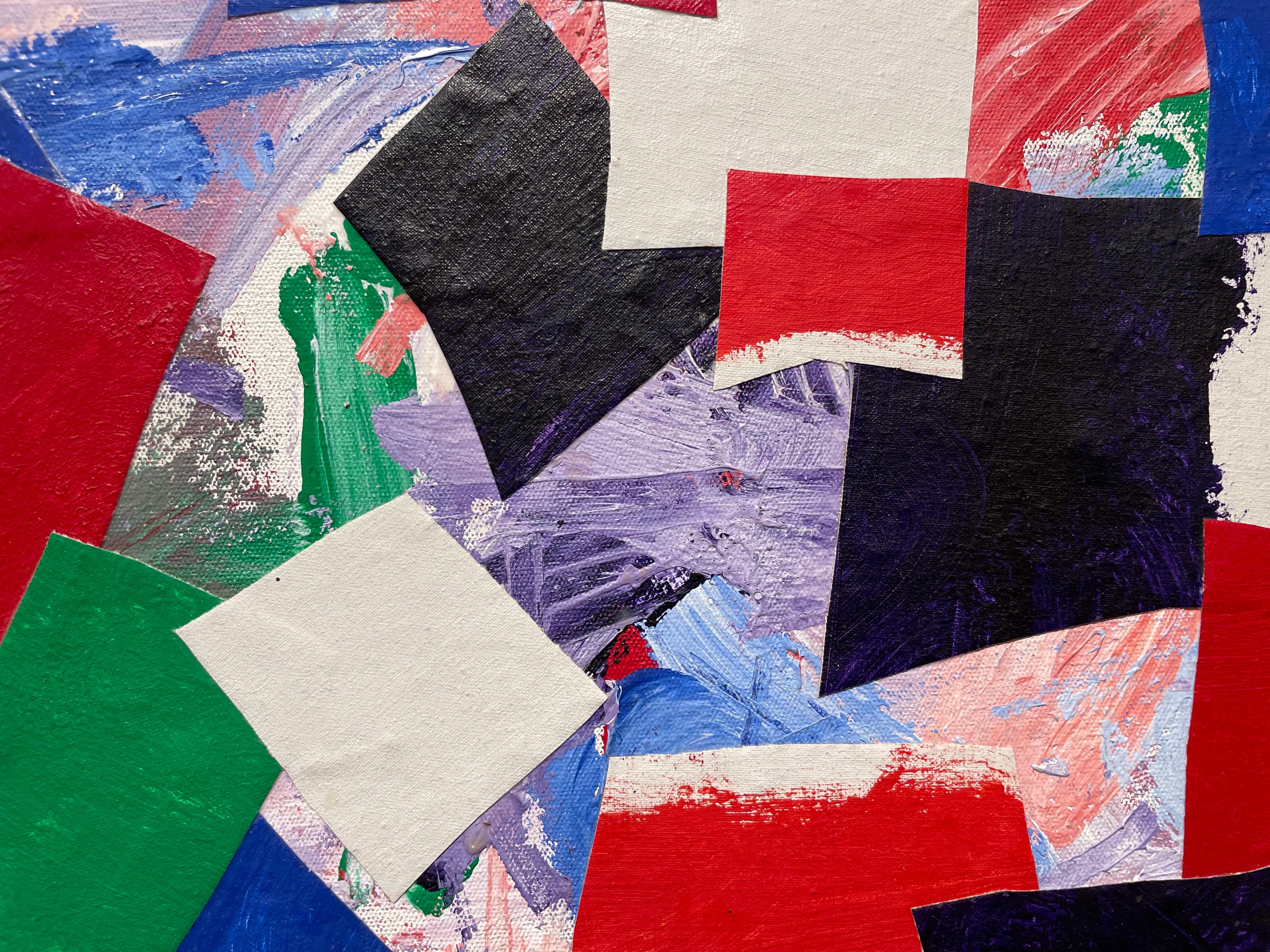Bunte abstrakte Acryl-Collage des 20. Jahrhunderts, New Yorker Künstler im Angebot 10