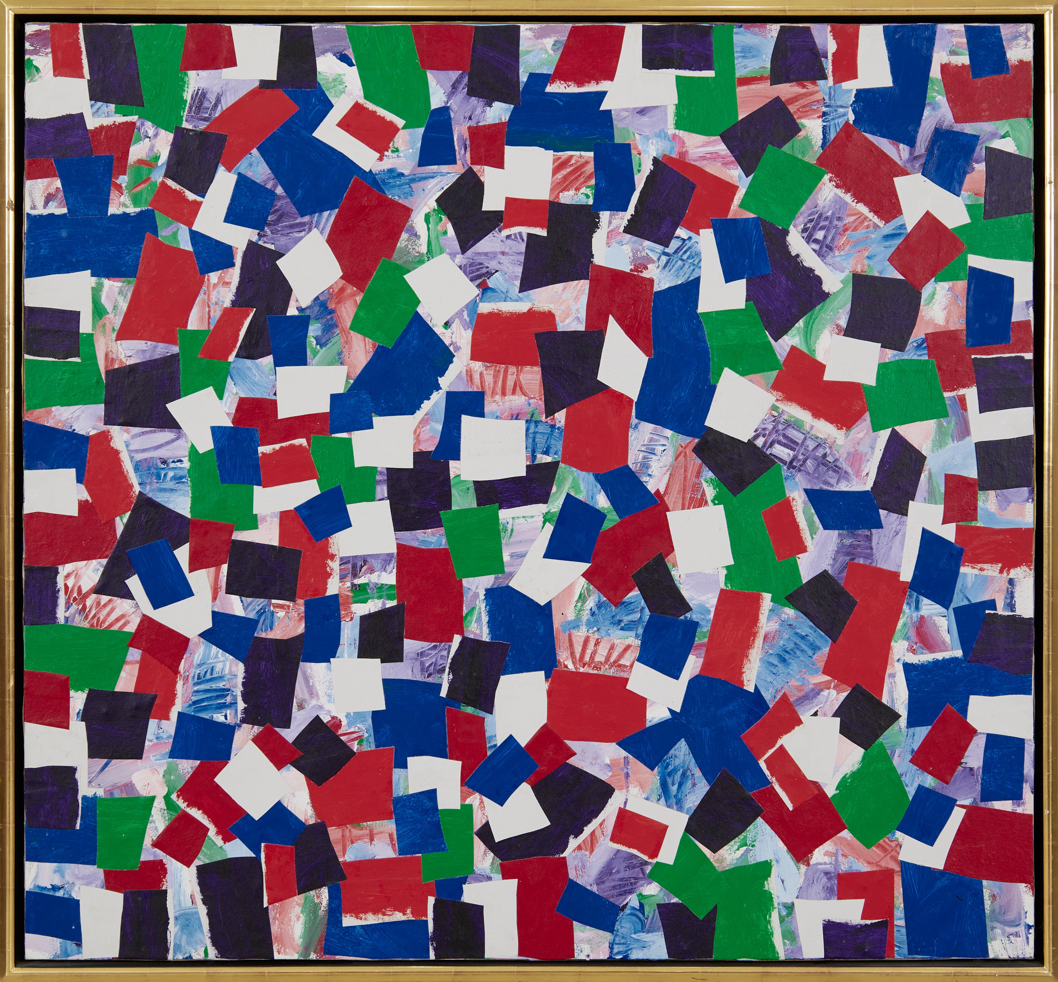 Bunte abstrakte Acryl-Collage des 20. Jahrhunderts, New Yorker Künstler – Painting von Joseph Glasco