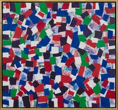 Collage acrylique abstrait coloré Peinture du 20e siècle, artiste de New York