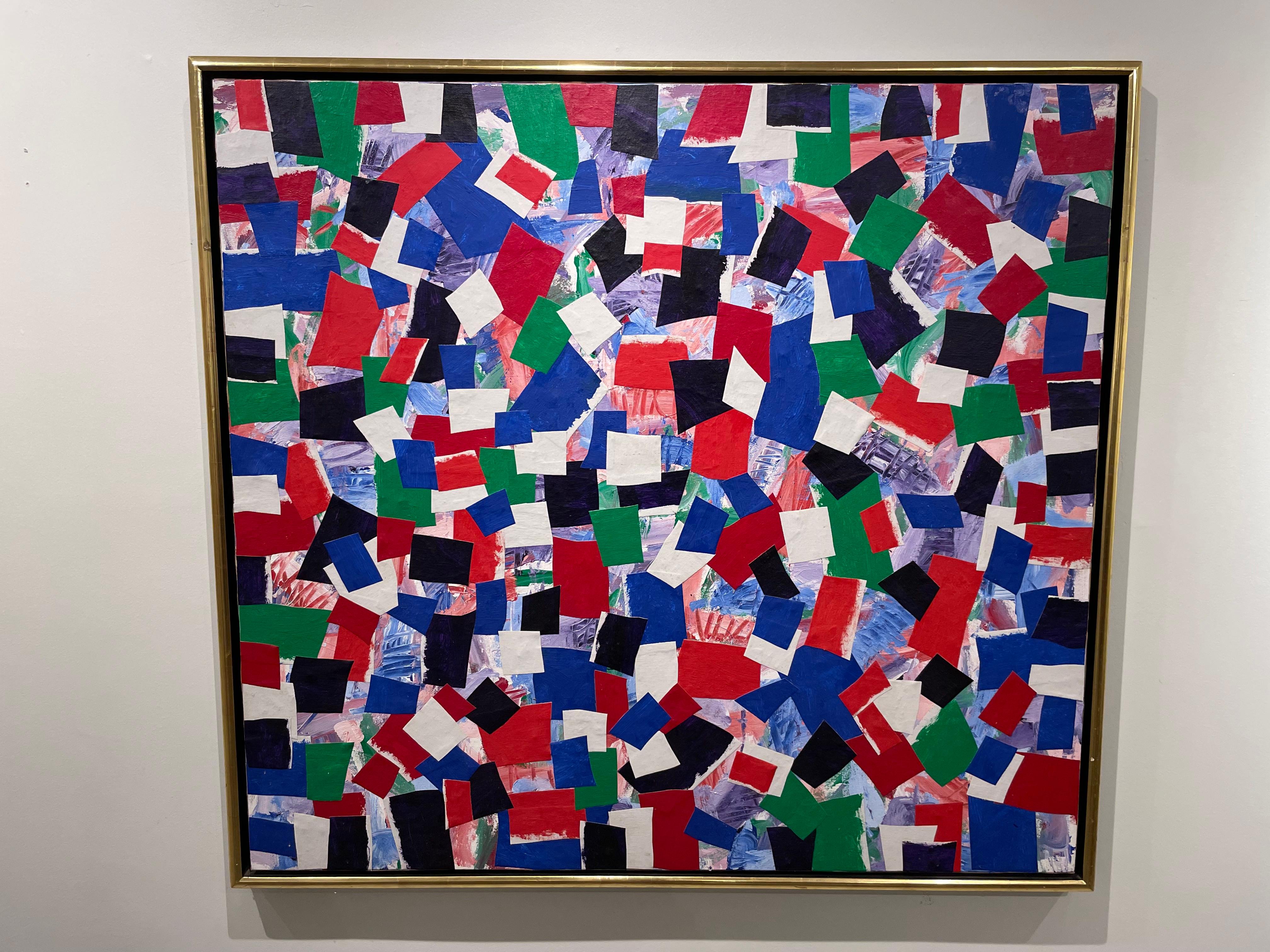 Bunte abstrakte Acryl-Collage des 20. Jahrhunderts, New Yorker Künstler im Angebot 3