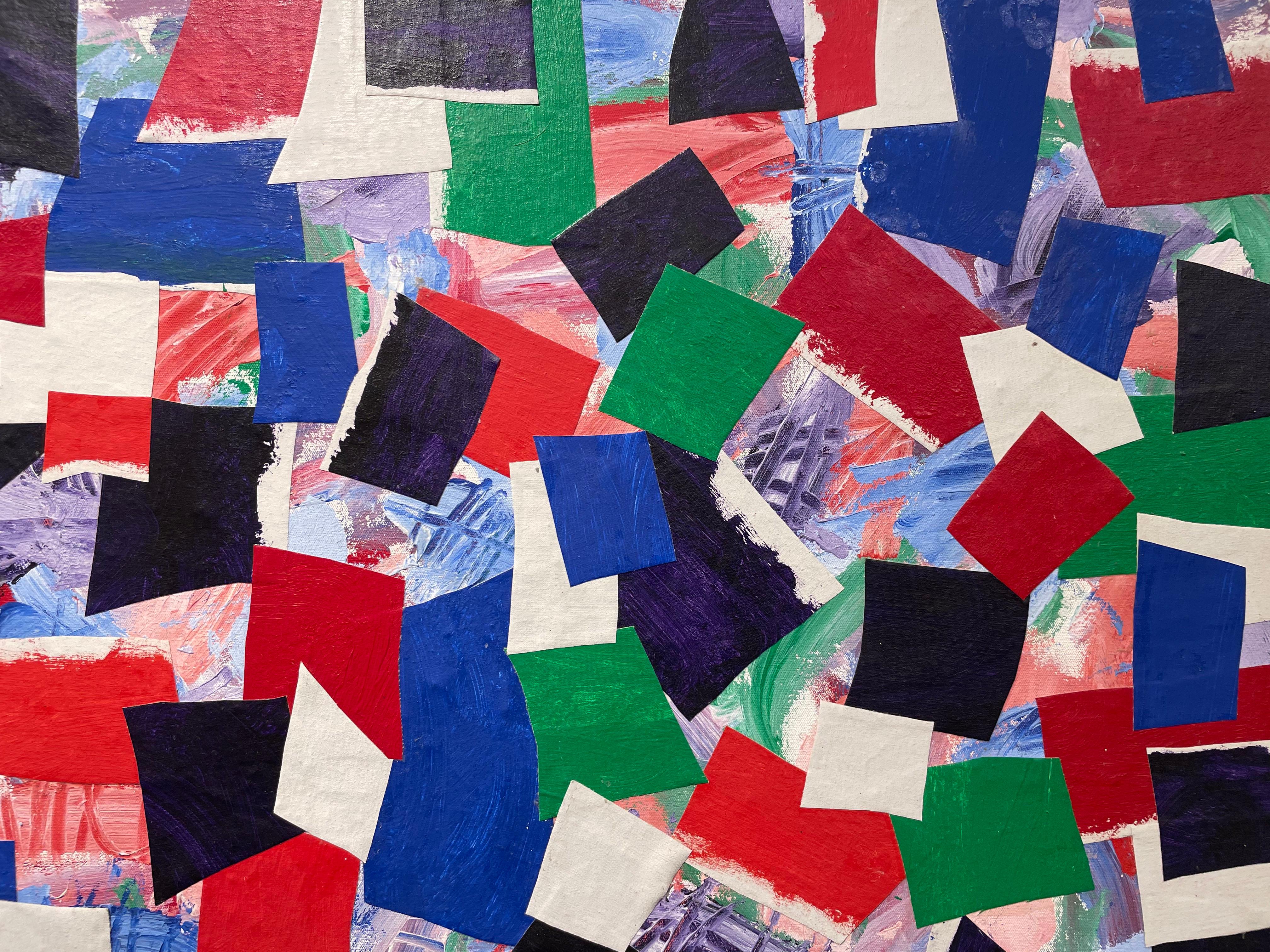 Bunte abstrakte Acryl-Collage des 20. Jahrhunderts, New Yorker Künstler im Angebot 4