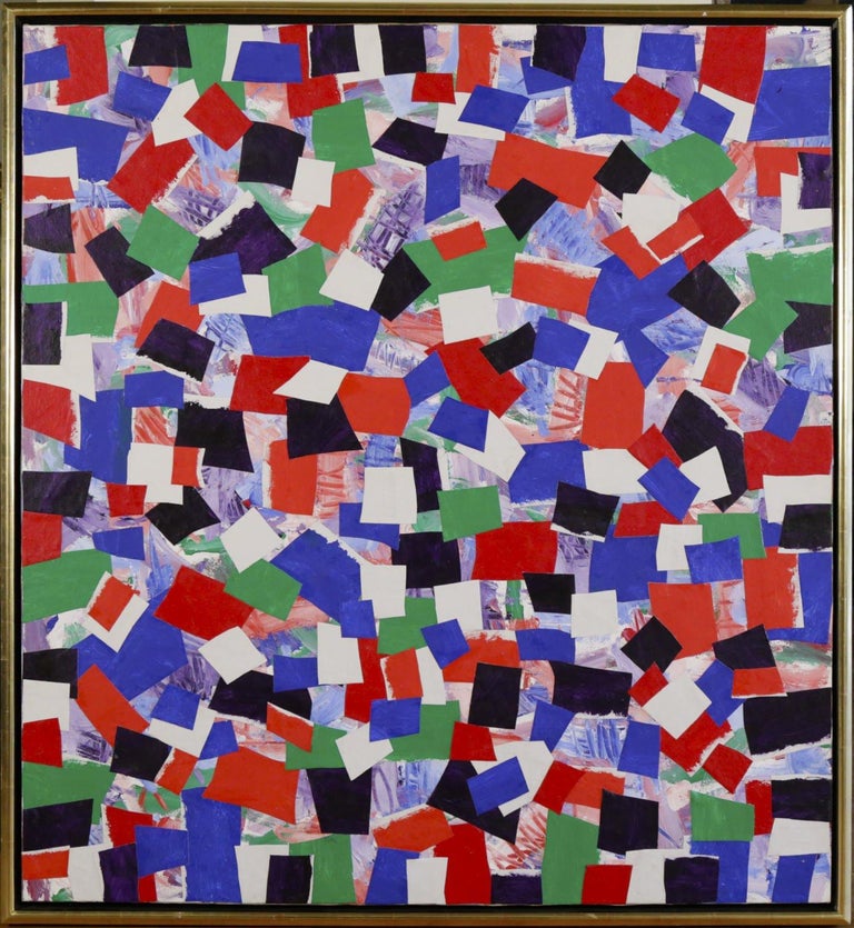 Joseph Glasco Colorful abstract acrylic collage 20th century painting