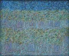 Fire Island, Blue & Green abstract painting by New York artist Joseph Glasco