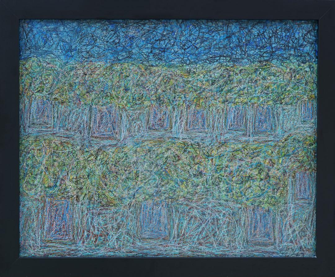 Fire Island, Blue & Green abstract painting by New York artist Joseph Glasco