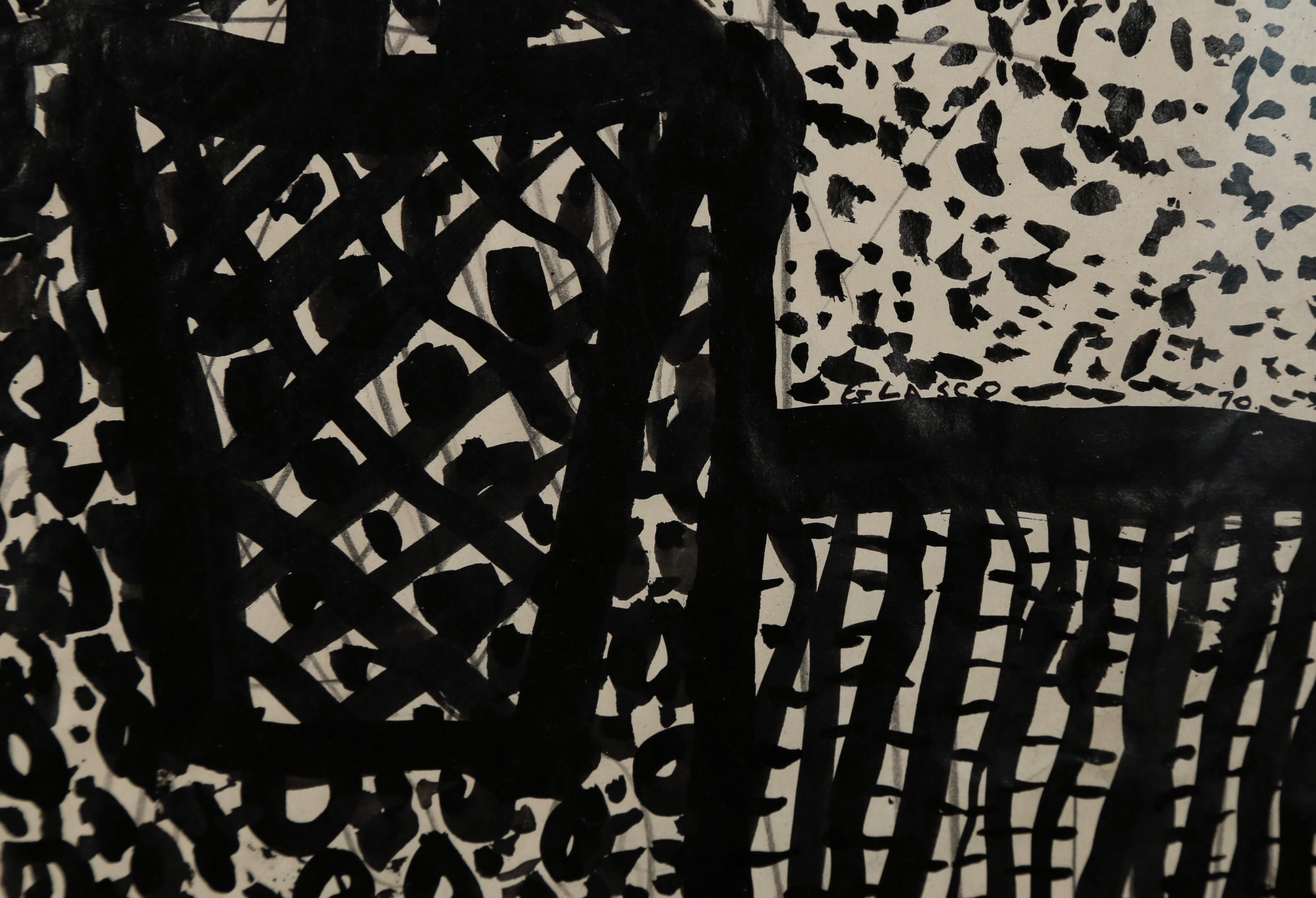 Fleurs, peinture à l'encre expressionniste figurative du 20e siècle, artiste de New York - Expressionnisme abstrait Painting par Joseph Glasco