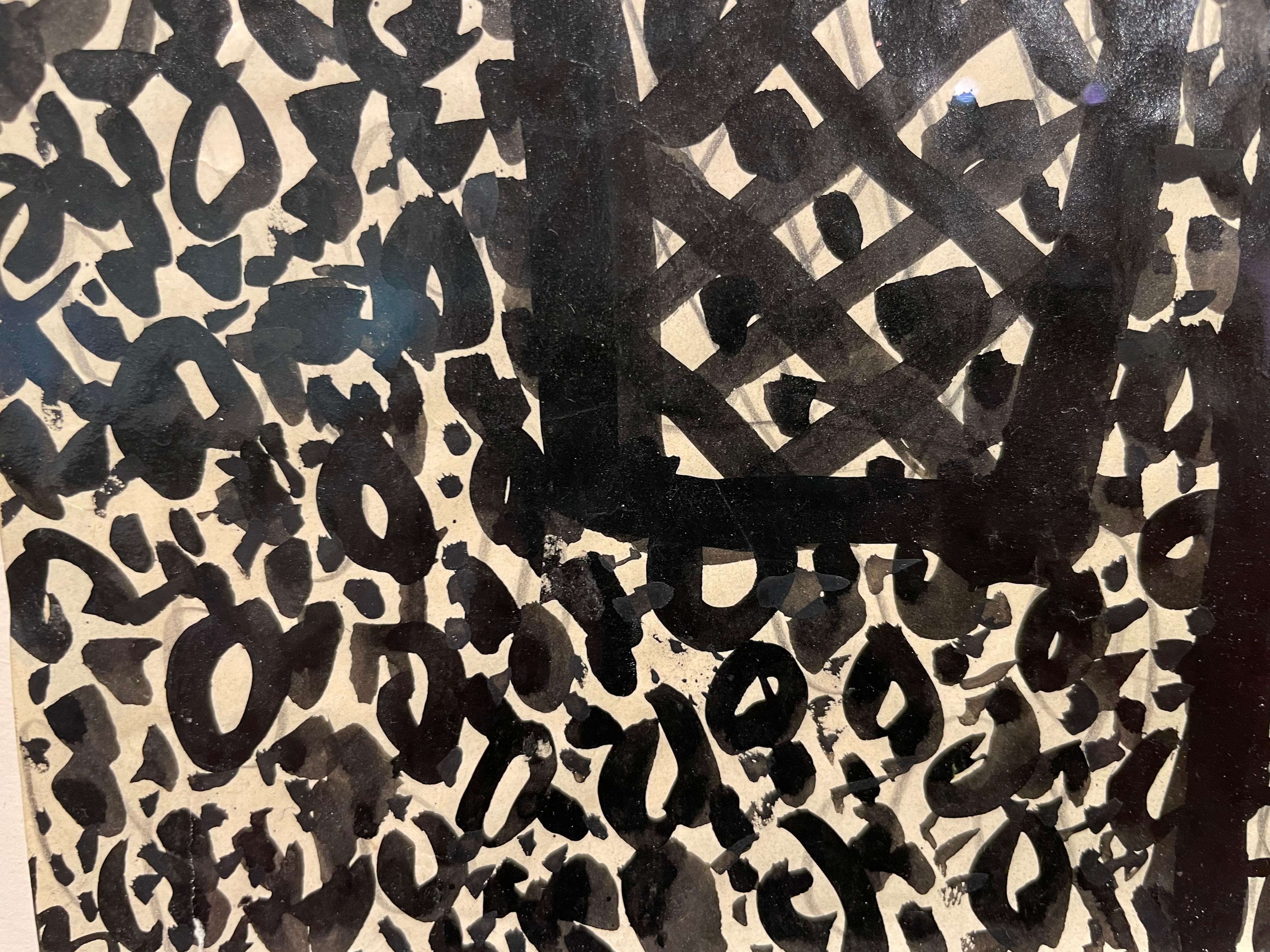 Fleurs, peinture à l'encre expressionniste figurative du 20e siècle, artiste de New York - Noir Still-Life Painting par Joseph Glasco