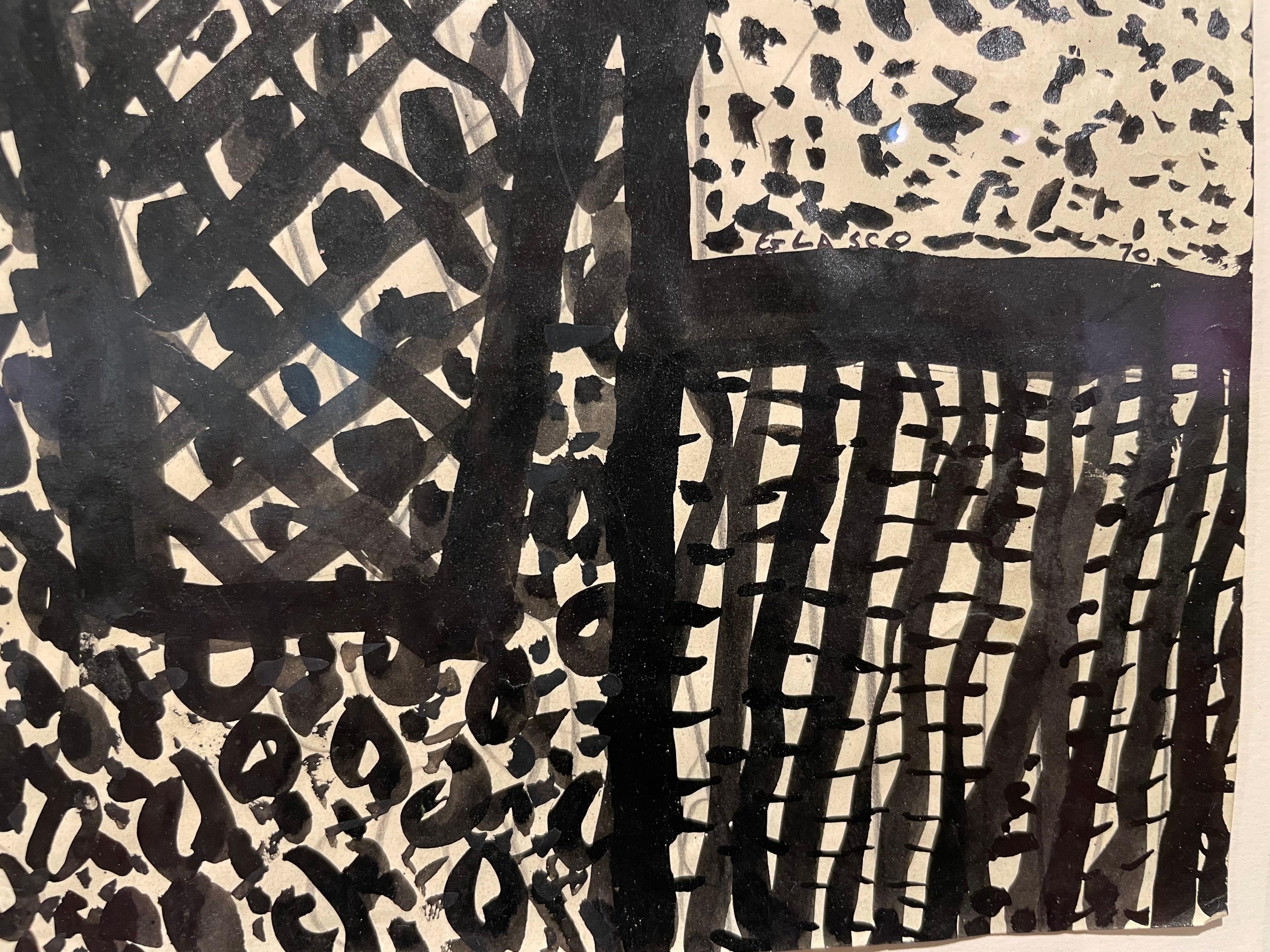 Joseph Glasco (américain, 1925-1996)
Fleurs
1970
Encre sur papier
Signé et daté au centre à droite
10.5 x 8.5 pouces
15 x 12.5 pouces, encadré

Joseph Glasco est né à Paul's Valley, dans l'Oklahoma, et a grandi au Texas. En 1949, après sa première