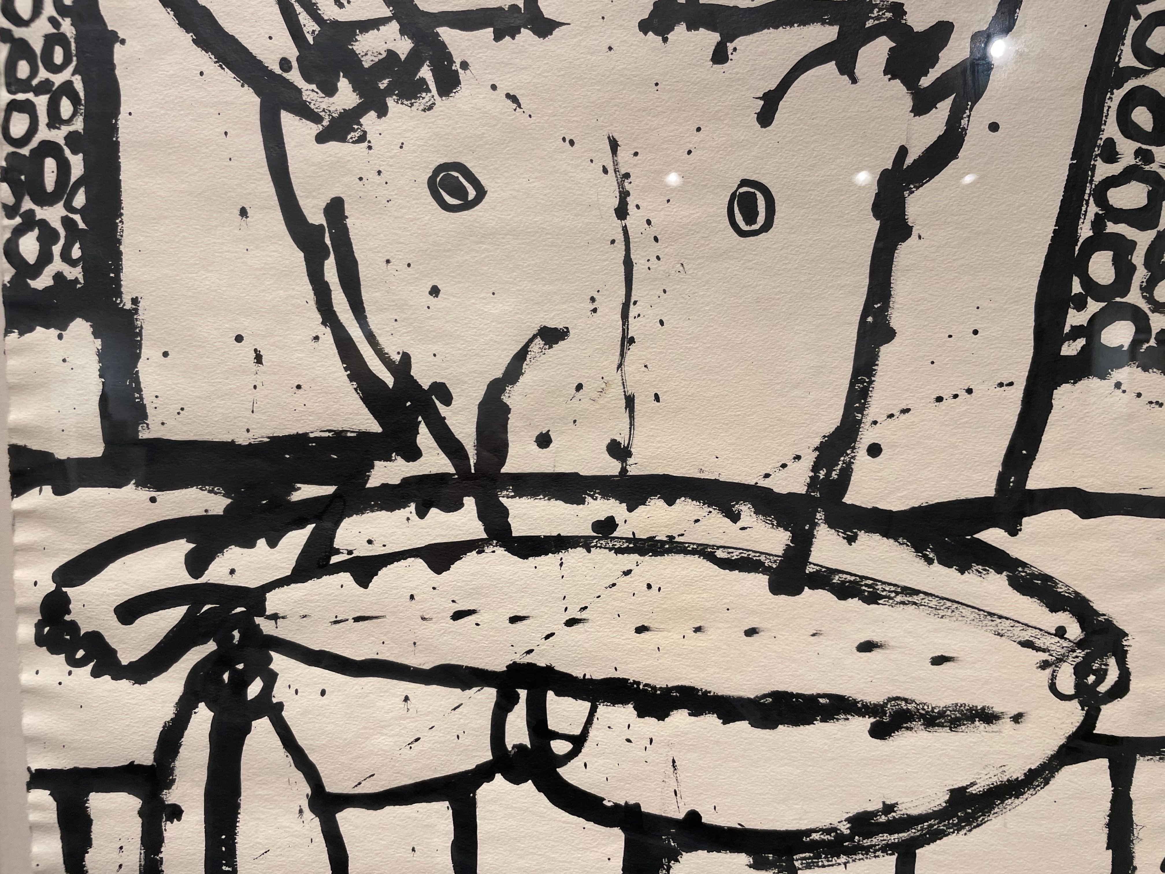Sitzender männlicher Akt, Mitte des Jahrhunderts Figurativer Expressionistischer Akt Zeichnung auf Papier im Angebot 2