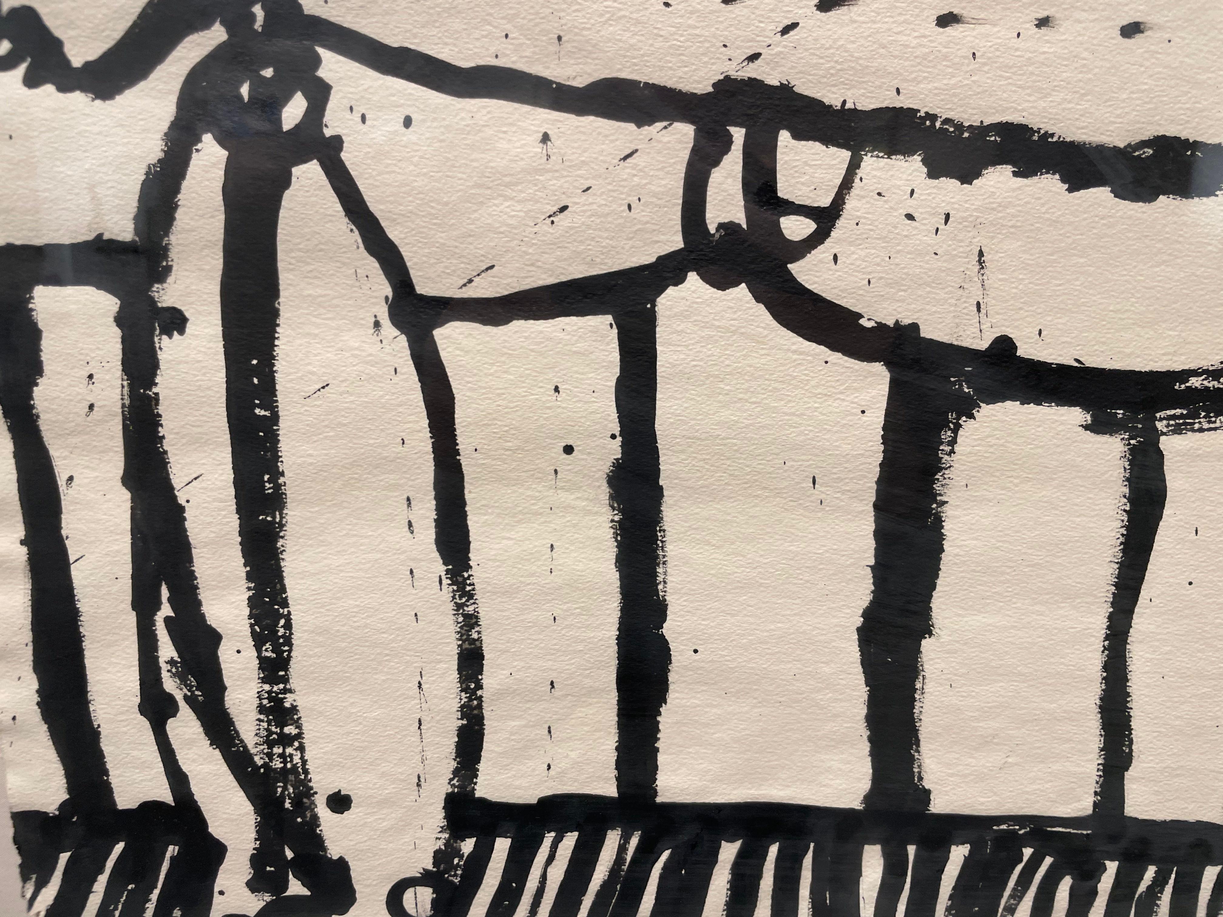 Sitzender männlicher Akt, Mitte des Jahrhunderts Figurativer Expressionistischer Akt Zeichnung auf Papier im Angebot 3