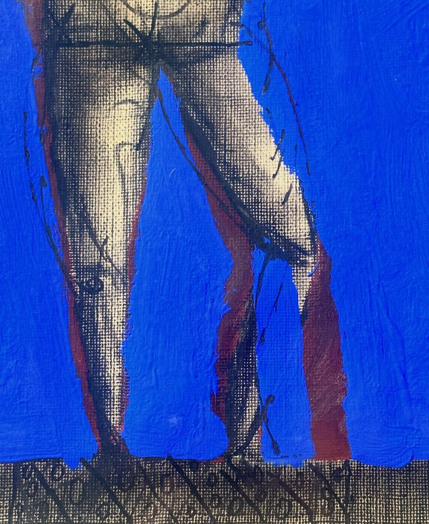 Standing Nude Man, Mid-Century Figural Expressionist Painting, New York Artist For Sale 1