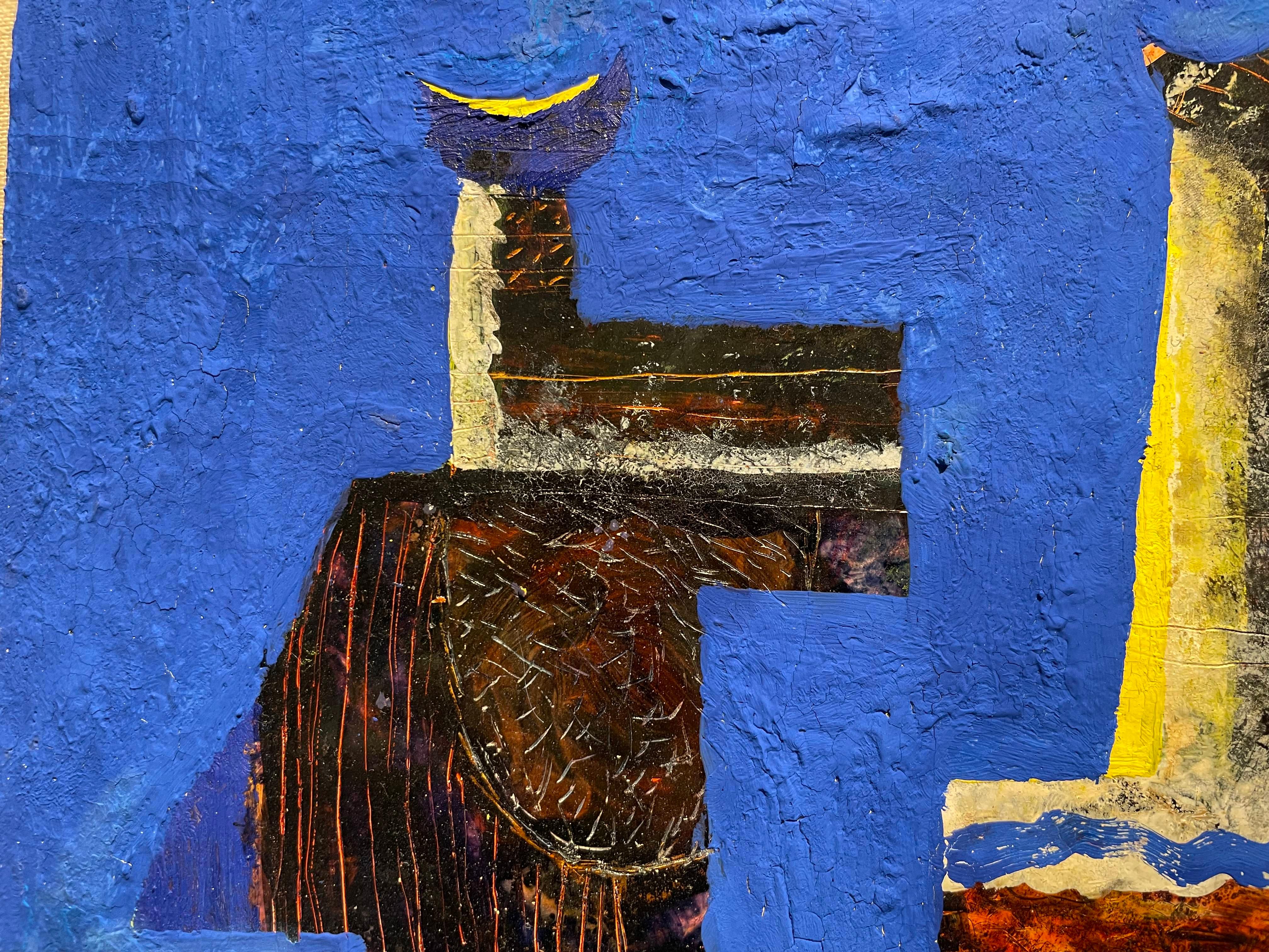 Das Spiel, Abstrakter Expressionist, Blaue Figurale Arbeit im Angebot 7