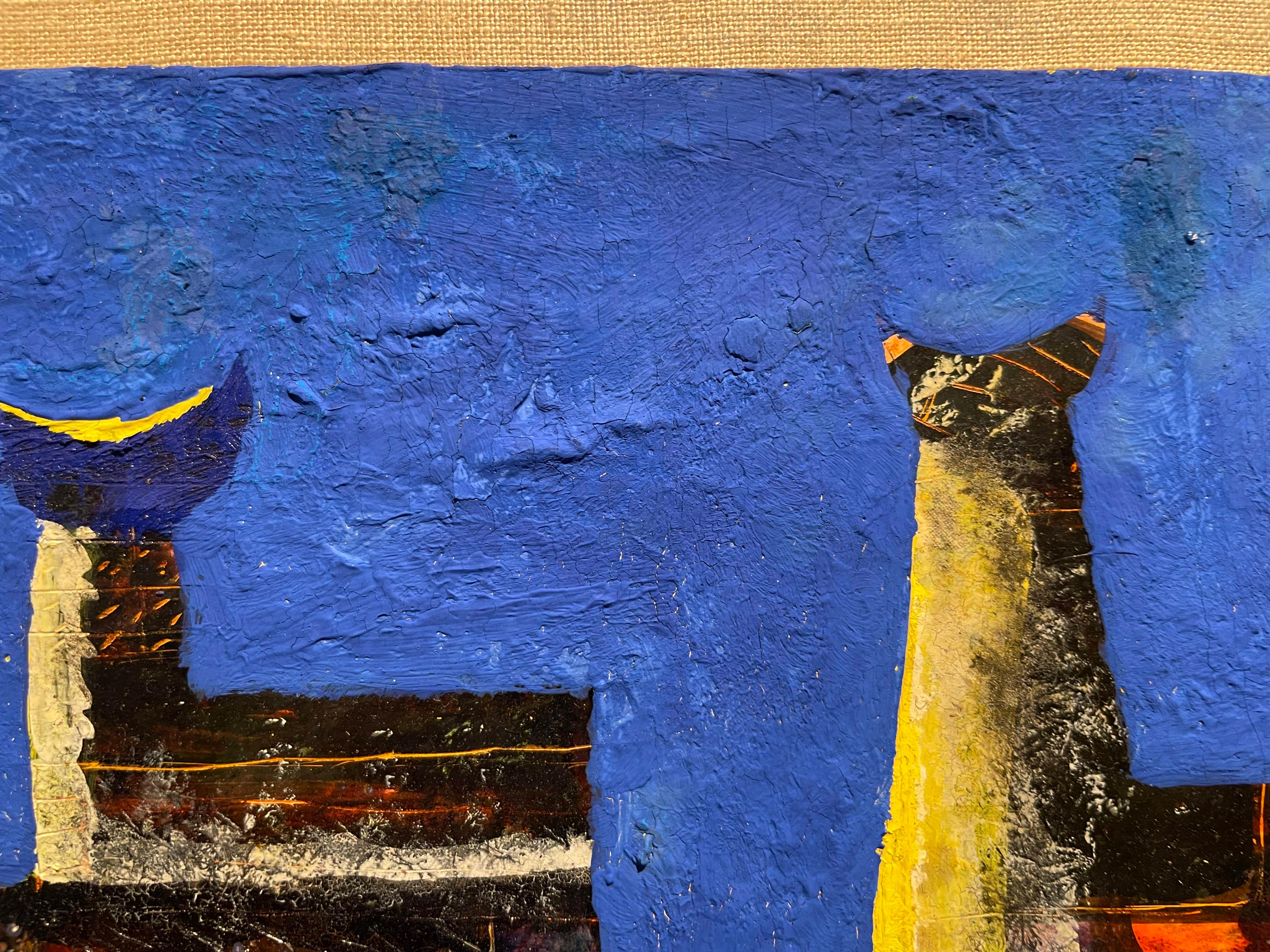 Das Spiel, Abstrakter Expressionist, Blaue Figurale Arbeit im Angebot 9